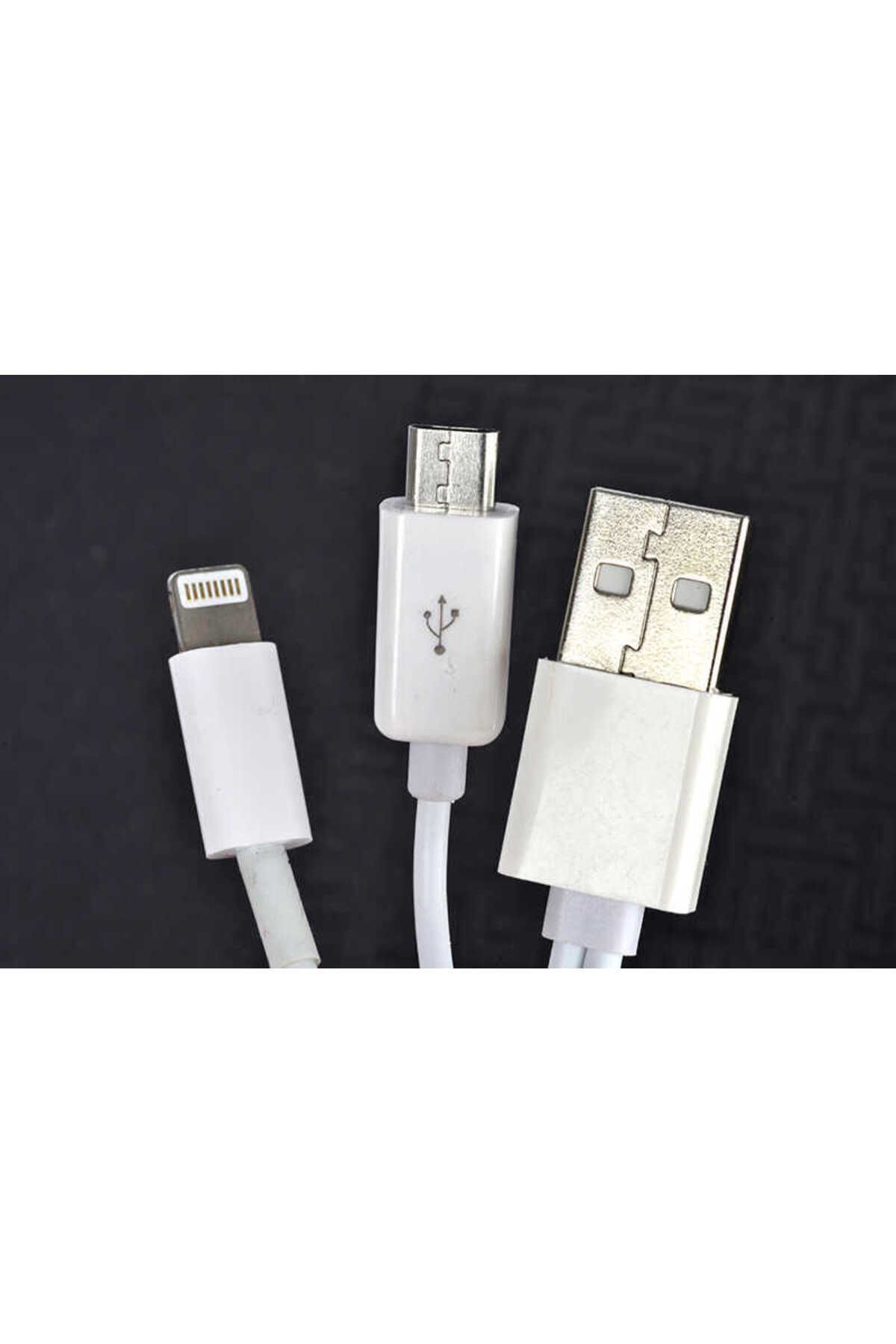 Teknodur Beyaz 2 Uçlu Lightning-Micro Usb Kablo 1M-TKDR