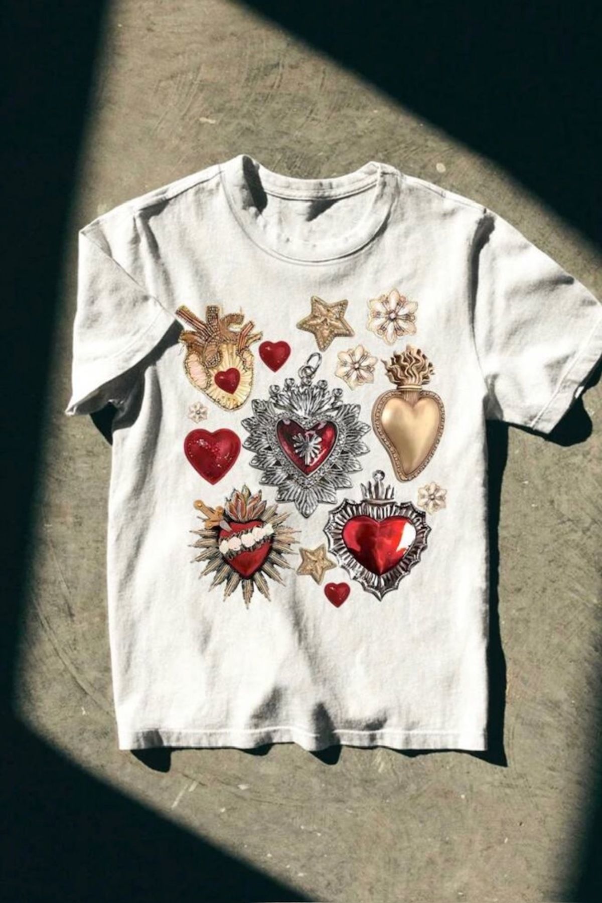 Aesthia Beyaz Gold Sacred Heart Kemer Boy Bluz