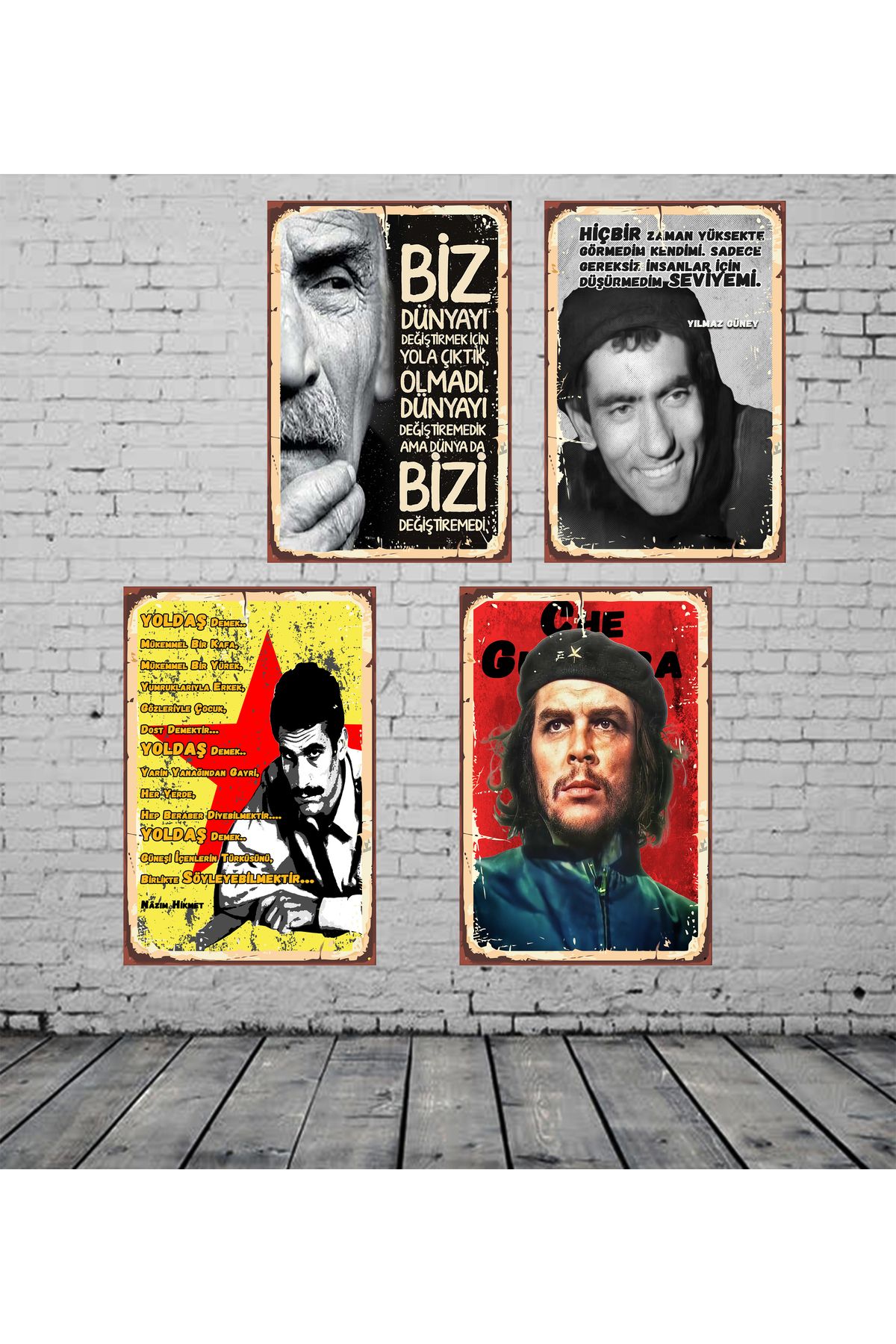 hazalshop Devrimciler Deniz Gezmiş Yılmaz Güney Temalı 4 Adet 20 x 30 MDF Duvar Tablosu Set