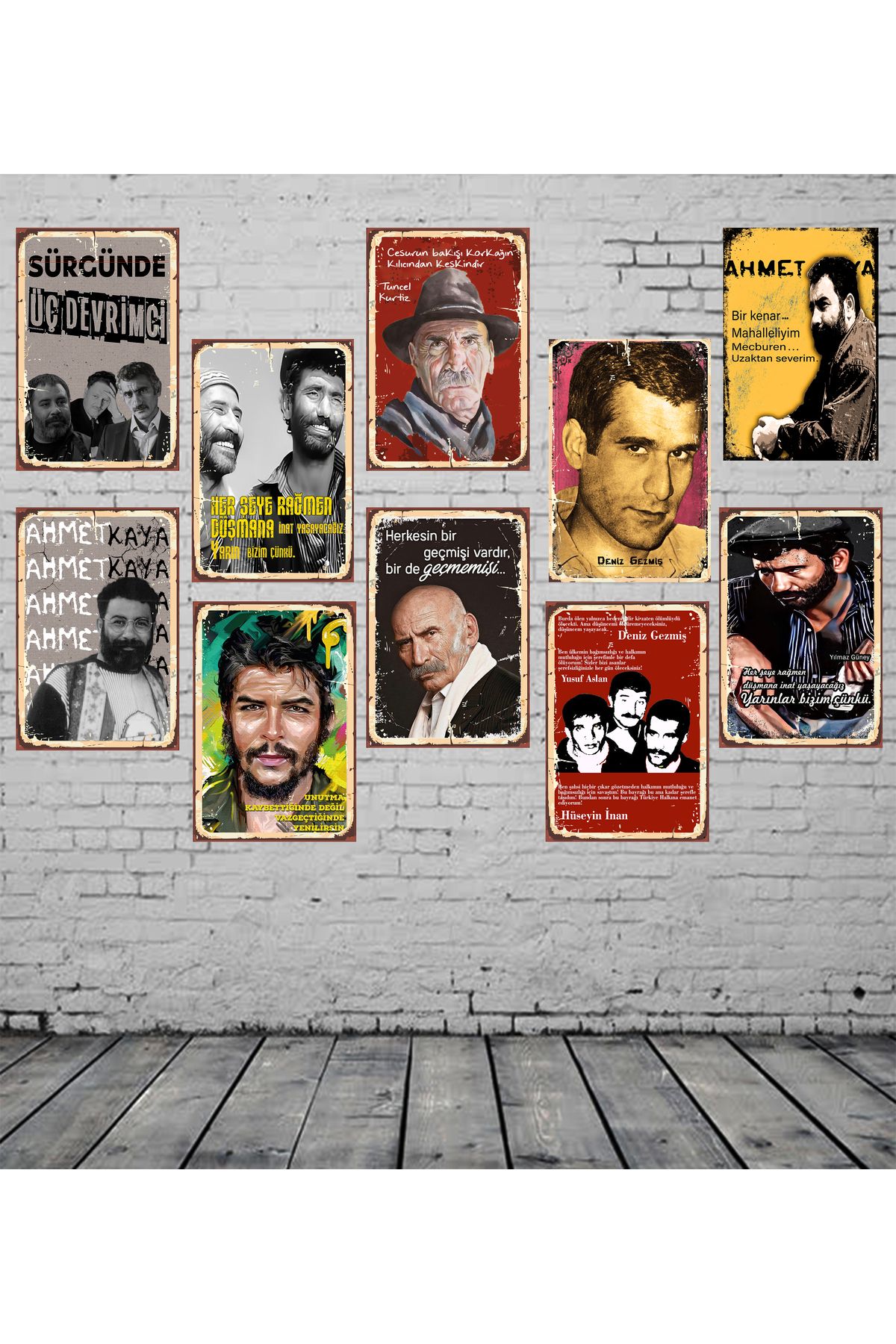 hazalshop Devrimciler Deniz Gezmiş Yılmaz Güney Temalı 10 Adet 20 x 30 MDF Duvar Tablosu Set 01