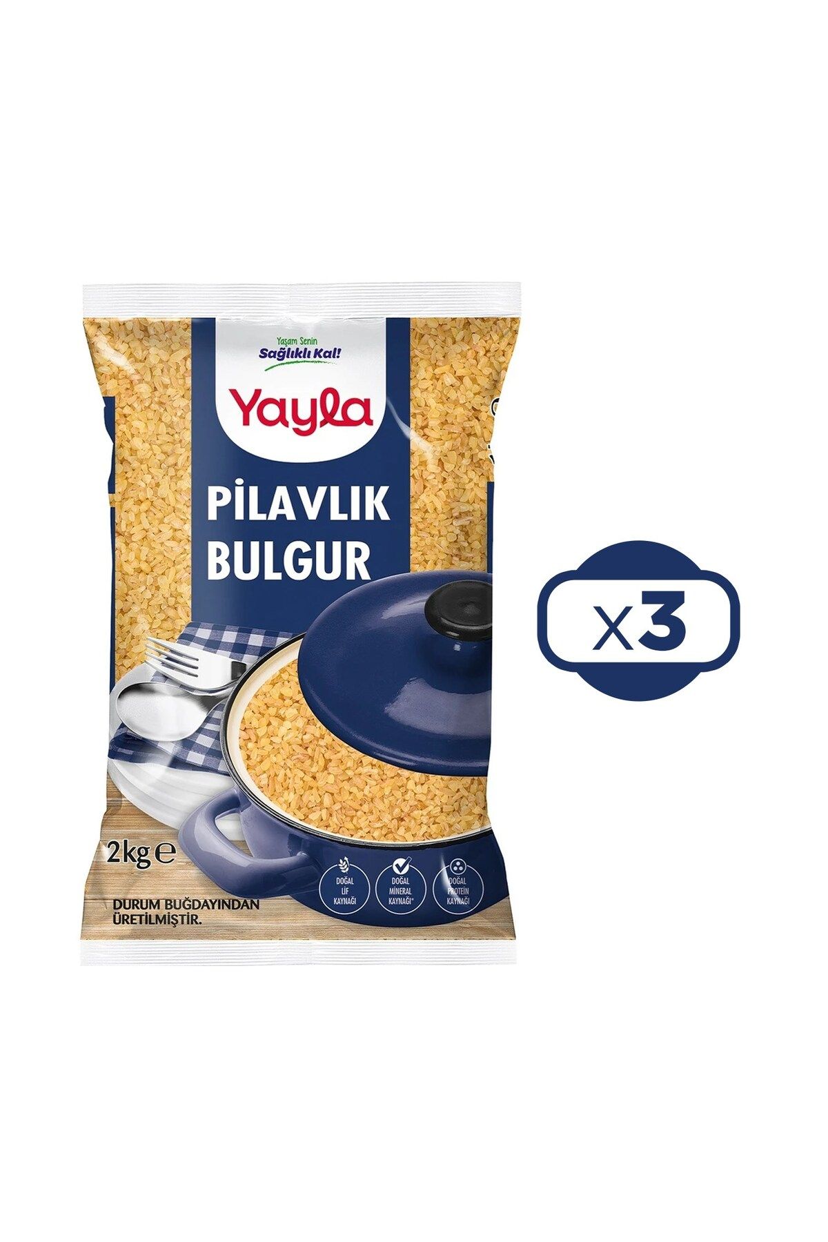 Yayla Bakliyat Pilavlık Bulgur 2 kg x 3 Adet