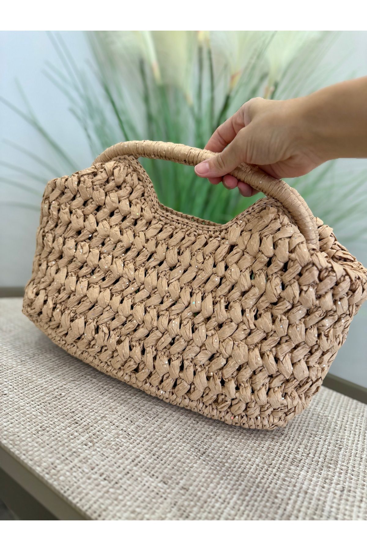 YELİZ HANDMADE El örgüsü Marka model Clutch çanta hasır çanta