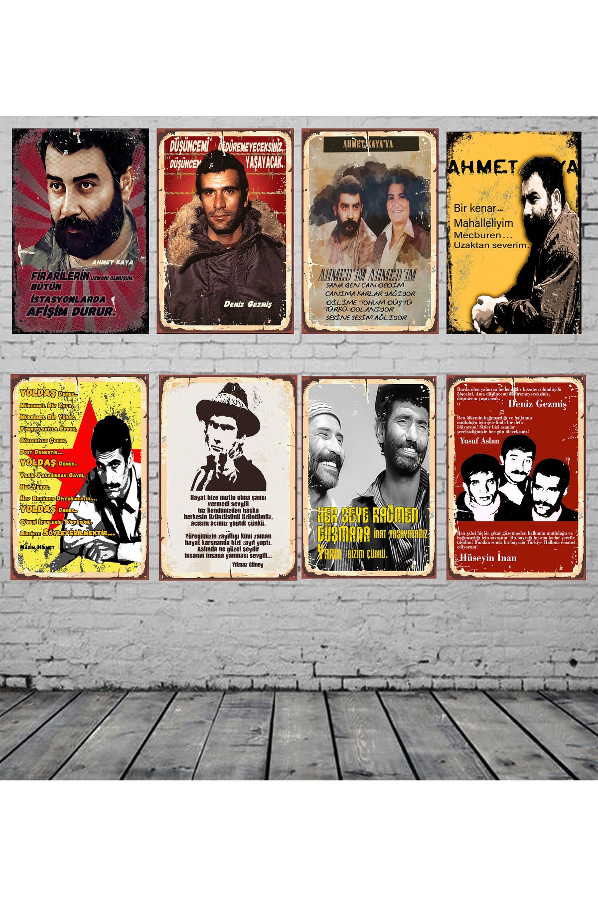 hazalshop Devrimciler Deniz Gezmiş Yılmaz Güney Ahmet Tuncel Sözleri Temalı 20 x 30 MDF Duvar Tablosu Set