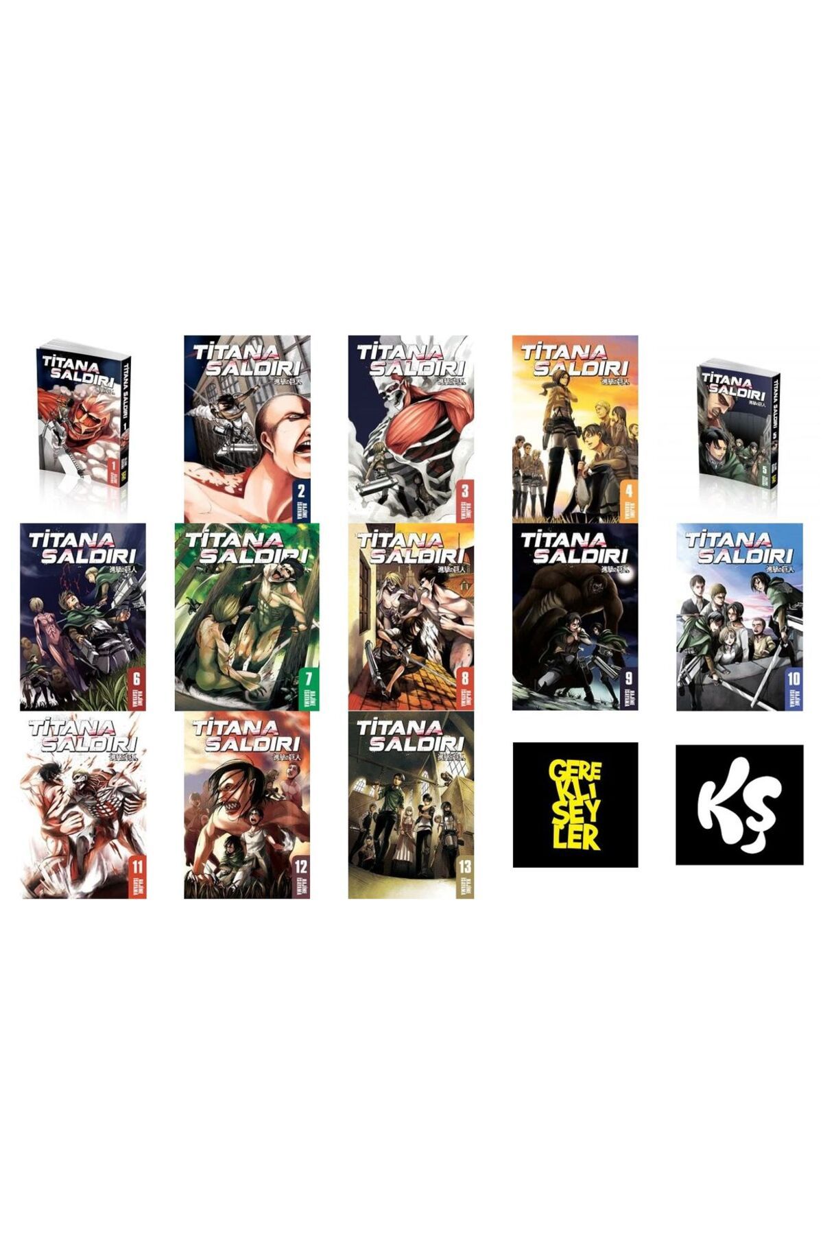 Gerekli Şeyler Yayıncılık Titana Saldırı 1-2-3-4-5-6-7-8-9-10-11-12-13 manga seti (13 kitap) 1 adet anime poster hediyeli