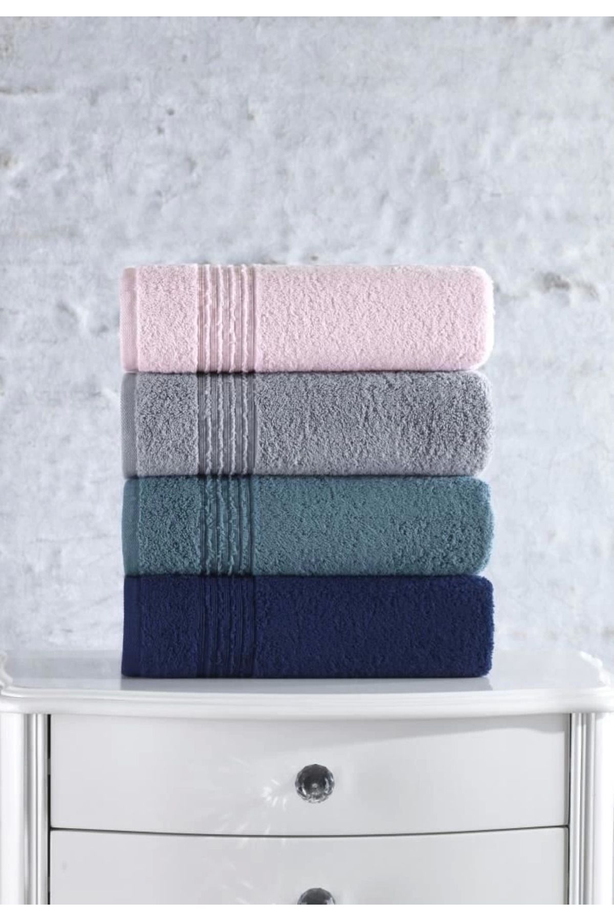 Emperium Cotton Box Plump 50x90 4'lü Havlu Seti Gri Lacivert Pembe Mavi