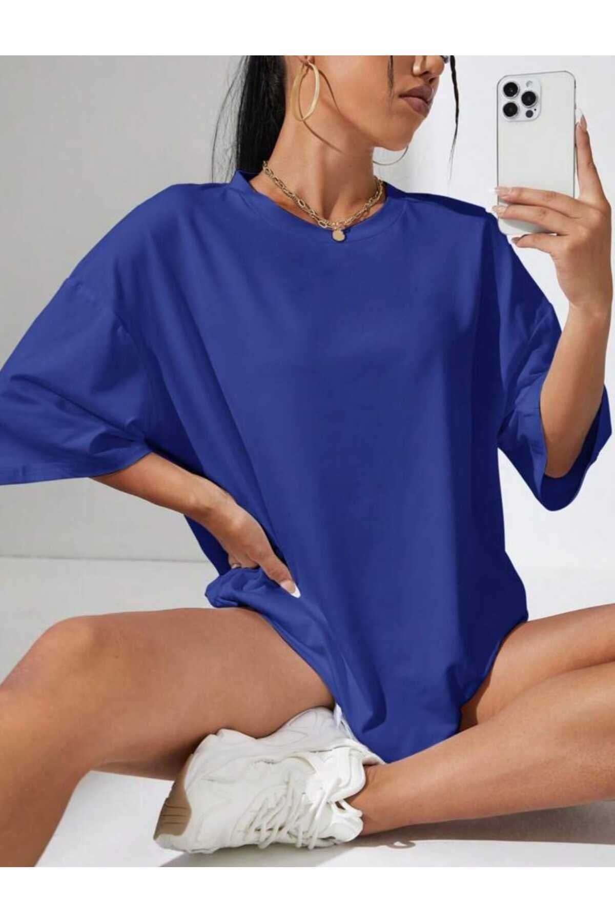 Boi Düz Basic Kadın / Kız T-shirt Oversize Salas Boyfriend