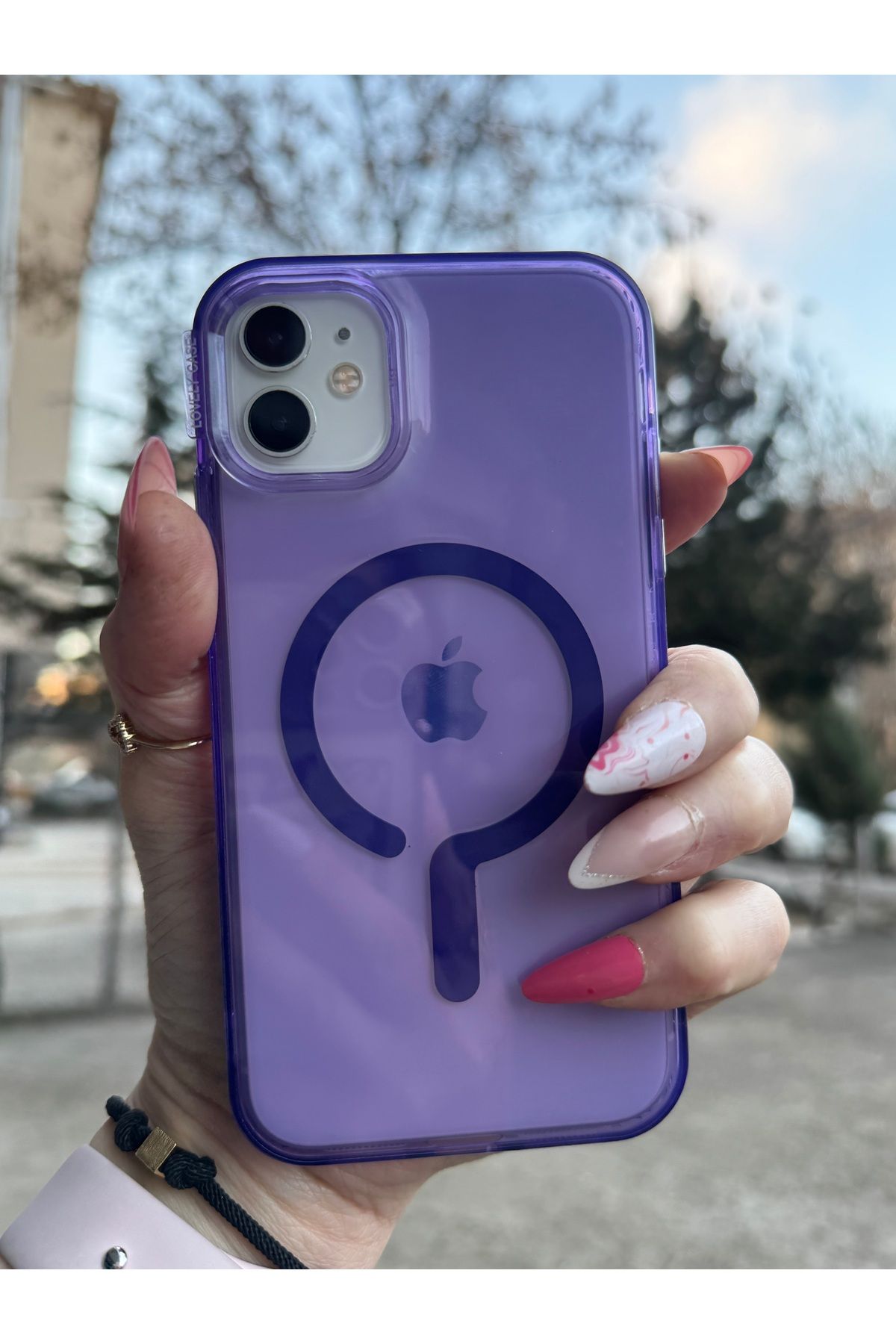 DÜNYA AKSESUAR iPhone 11 uyumlu renkli şeffaf megsafe şarj tam koruma sert silikon kılıf