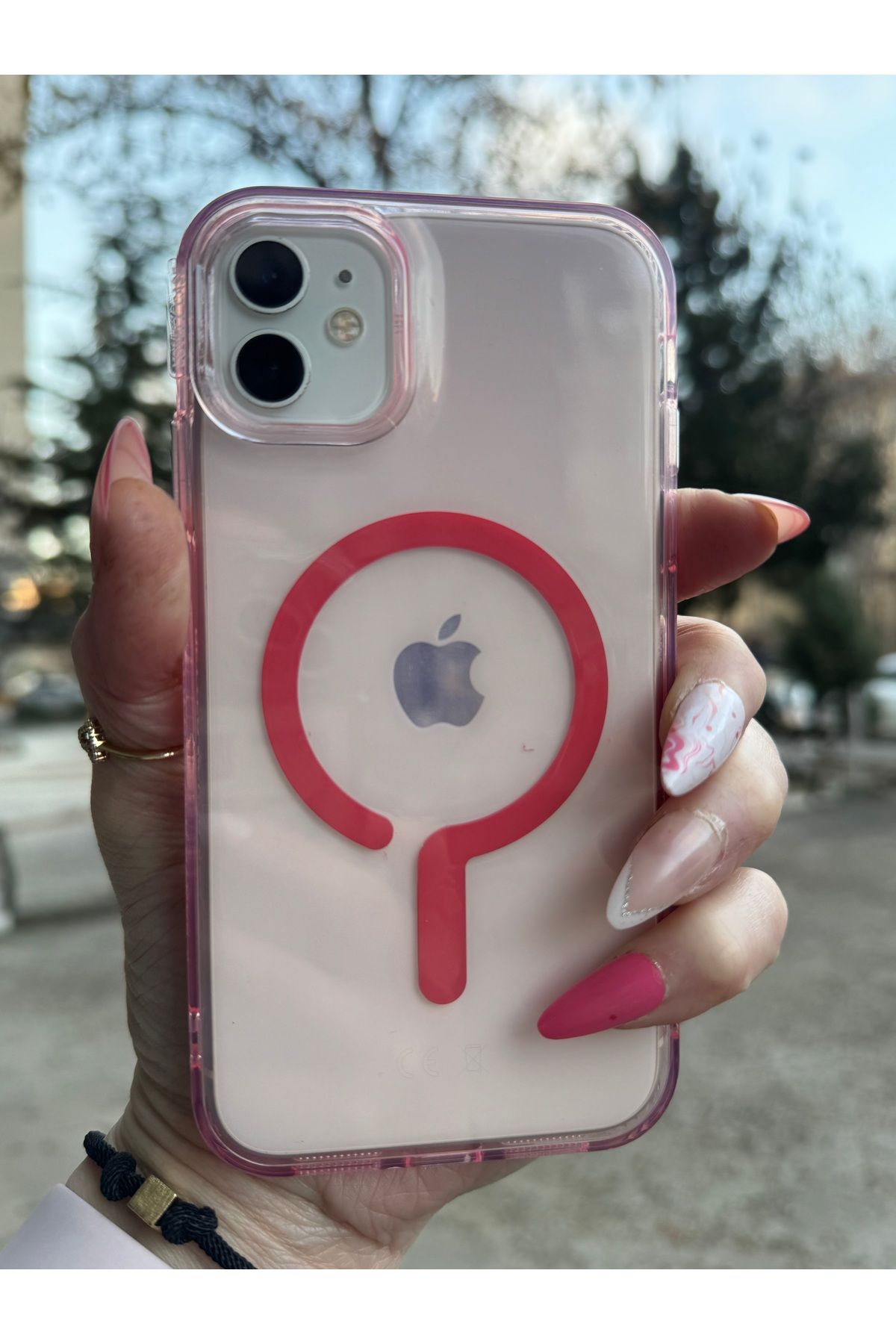 DÜNYA AKSESUAR iPhone 11 uyumlu renkli şeffaf megsafe şarj tam koruma sert silikon kılıf