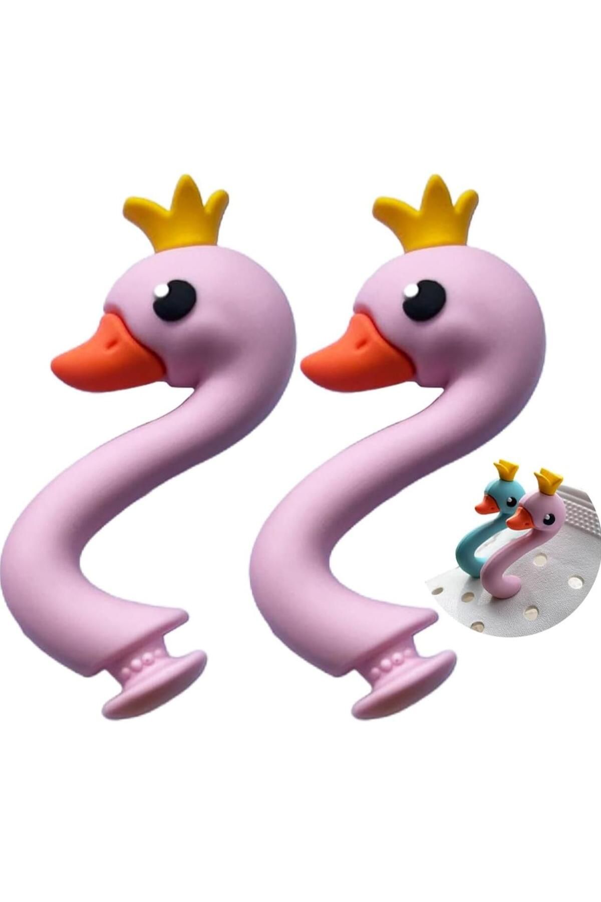 OZN AKSESUAR 3D Jibbitz Terlik Süsü 3 Boyutlu lüx Terlik süsü pembe kuğu terlik süsü terlik süsü 1adet