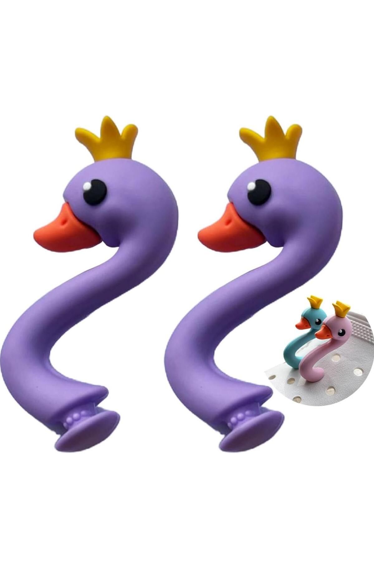 OZN AKSESUAR 3D Jibbitz Terlik Süsü 3 Boyutlu lüx Terlik süsü mor kuğu terlik süsü, terlik süsü 1adet