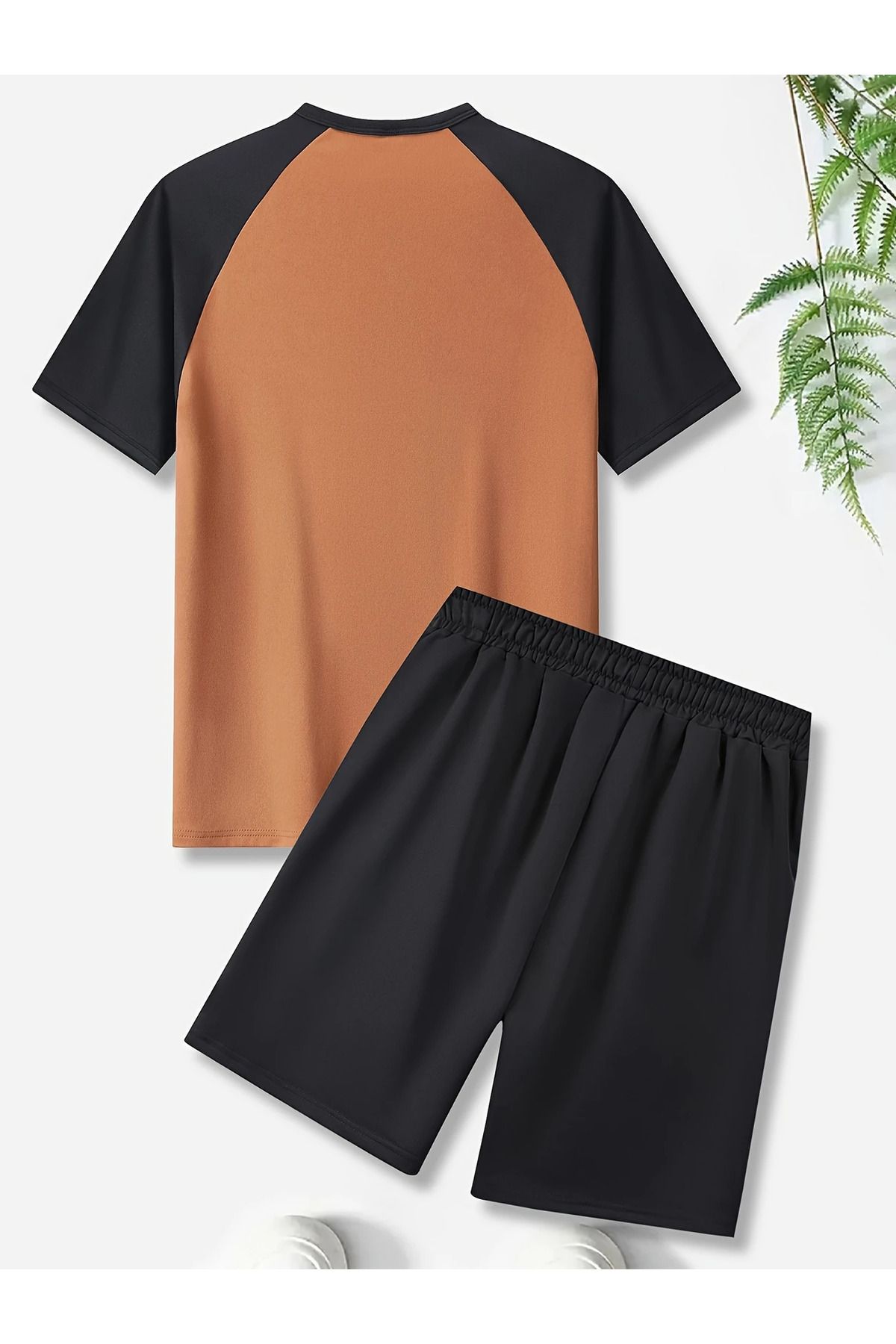 aynewmoda-Casual summer suit for men with a simple print, short sleeves and shorts 2