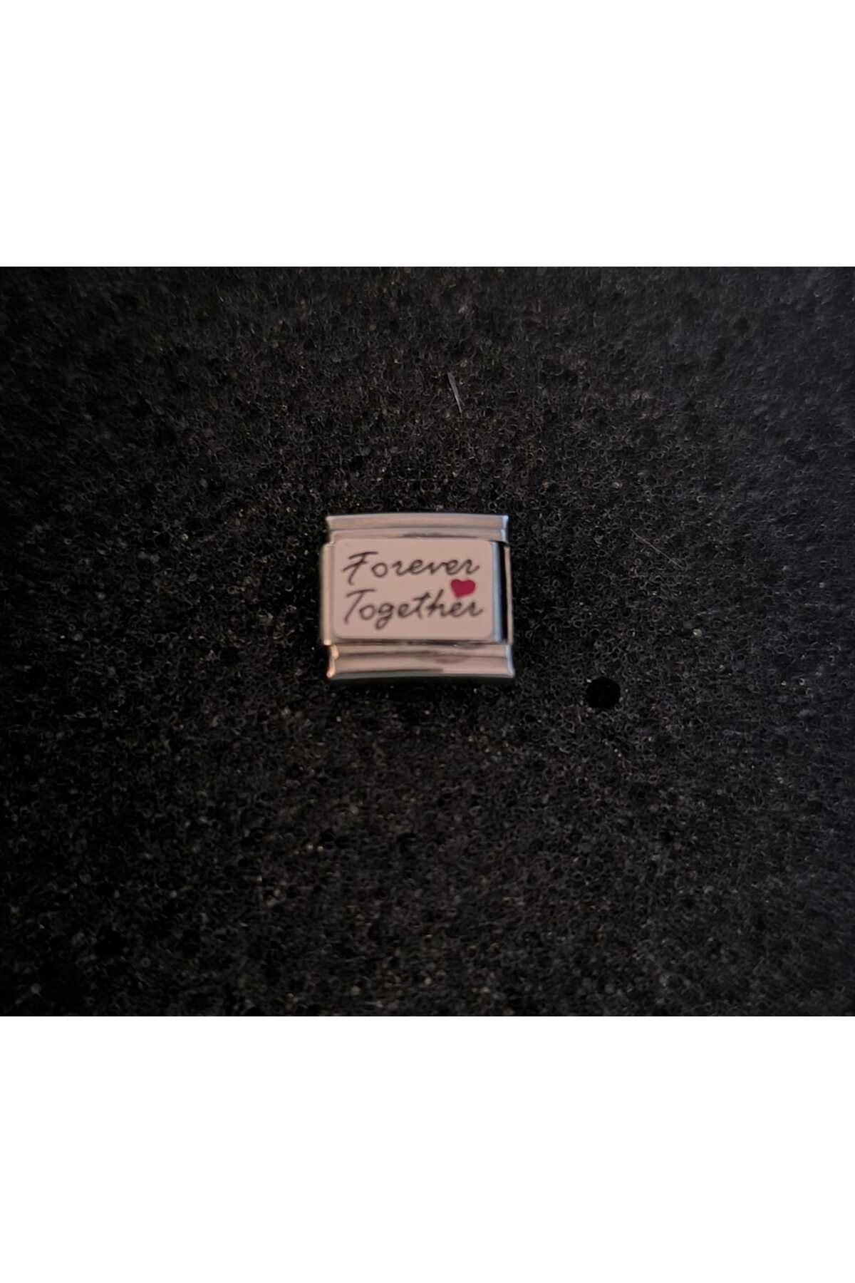 DİAPANTE Forever Together Yazılı Paslanma Çelik İtalyan Saat Takı Charm 9 mm Sevgili Özel Gün Hediye