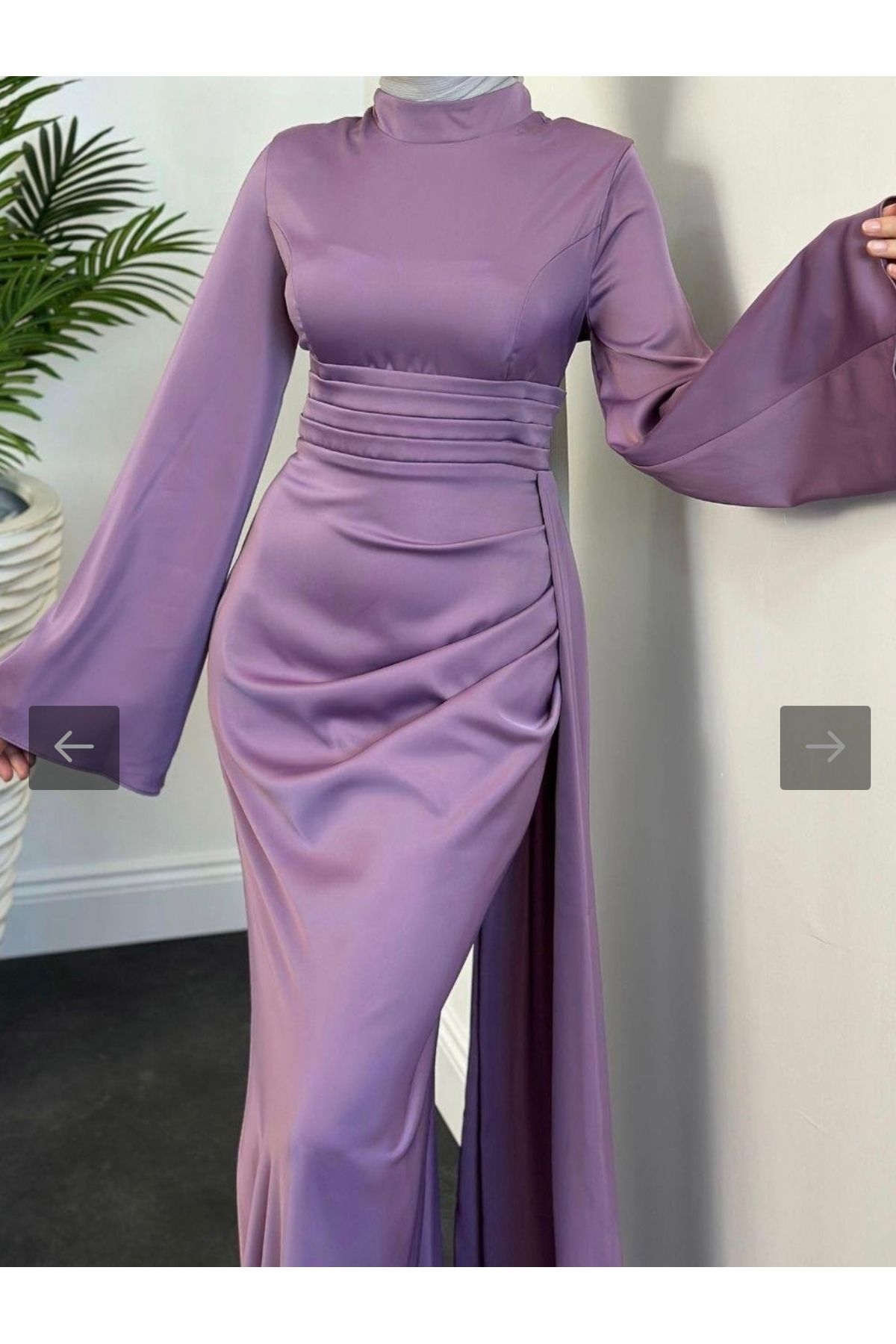 Nuesscollection Saten Balık Abiye Elbise
