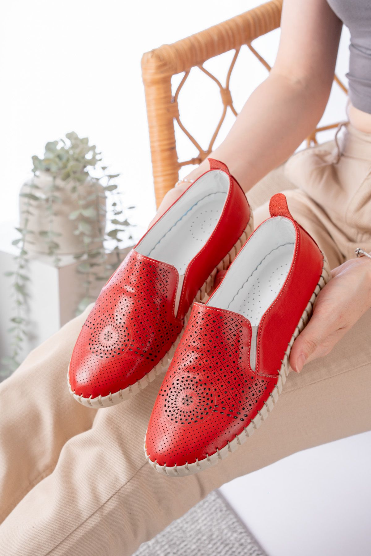 Dericalle shoes Hakiki Deri Kadın yazlık ayakkabı