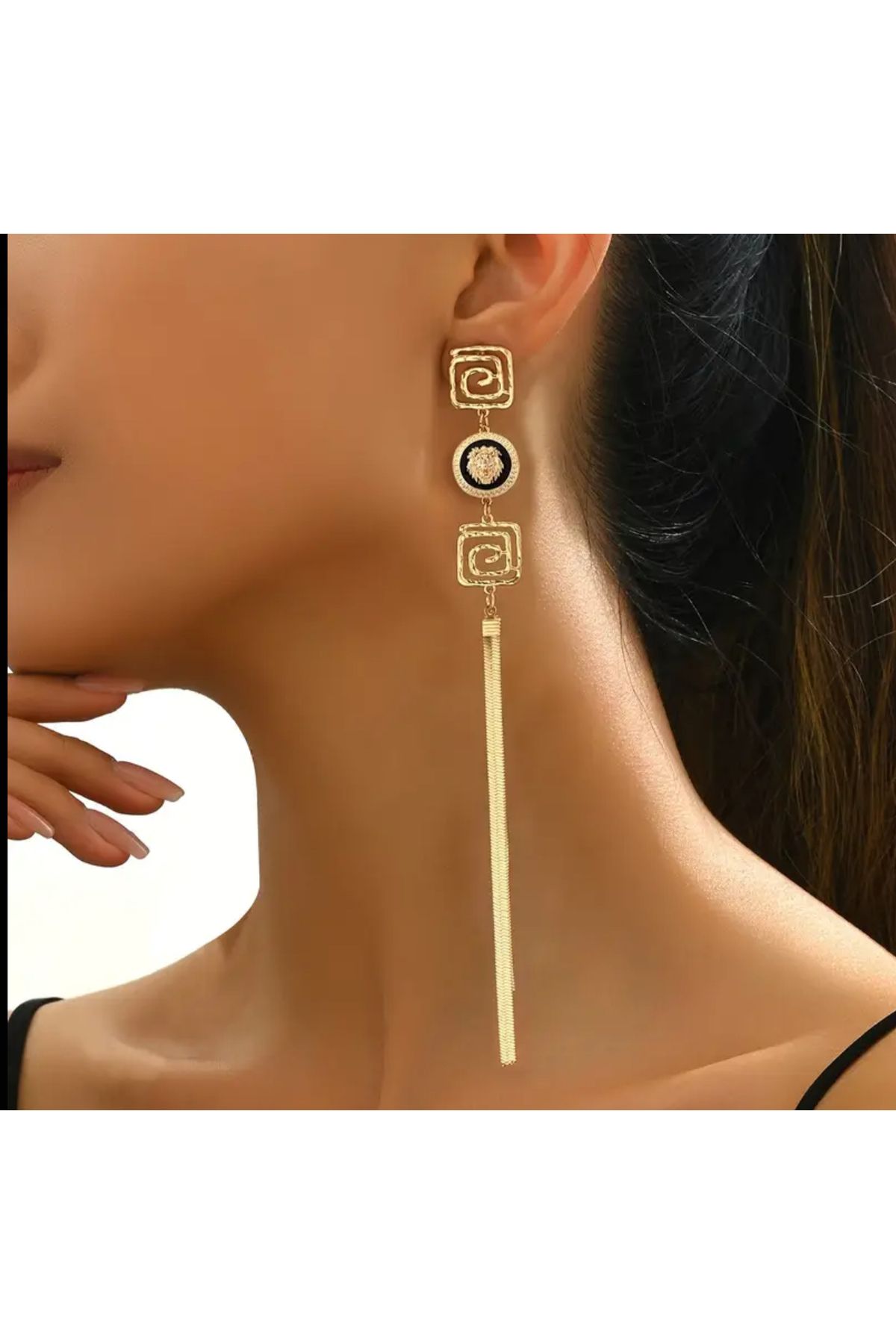 Mojo Jewellery Vintage Esintili Spiral Desenli Çelik Tasarın Küpe
