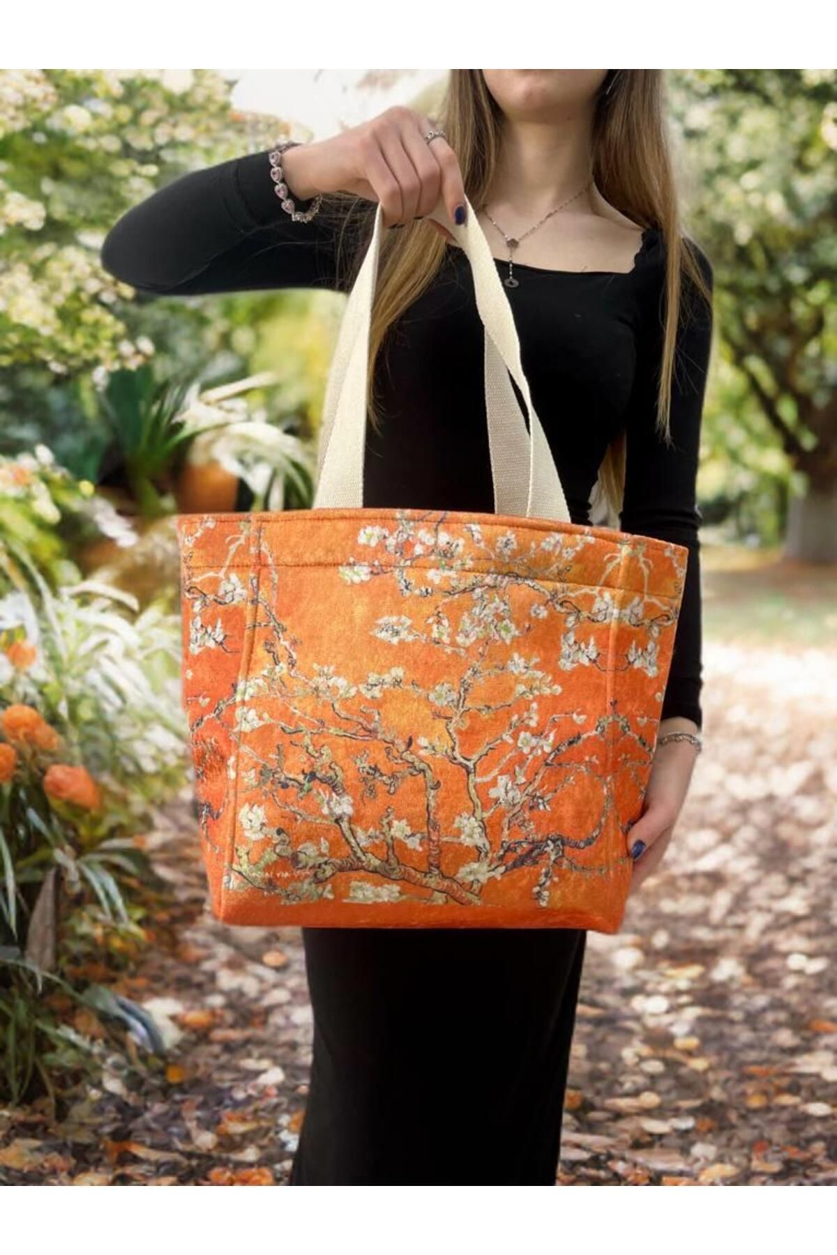 ECHARMBUTIK Van Gogh Badem Çiçeği Model Kadın Çanta