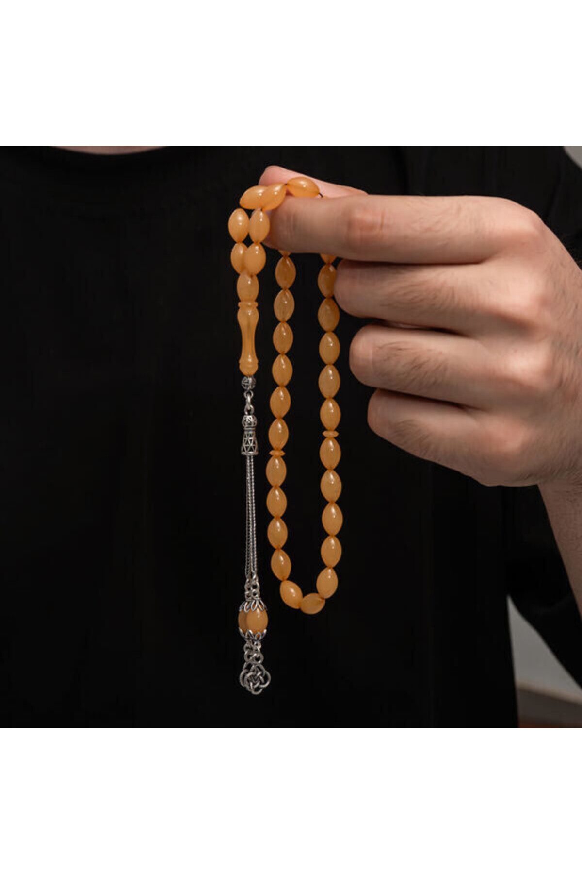 shop Sıkma Kehribar 925 Ayar Gümüş Tesbih