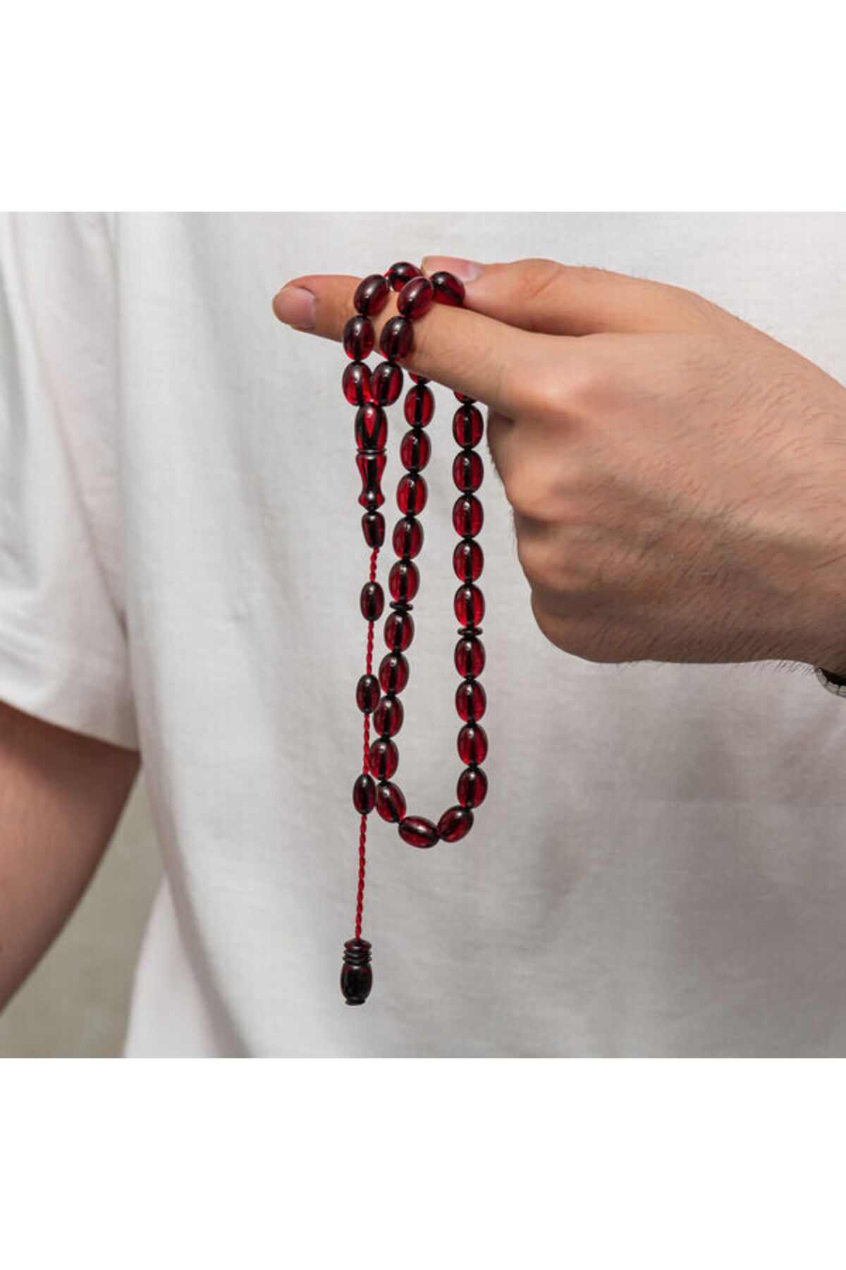 shop Sıkma Kehribar 925 Ayar Gümüş Tesbih
