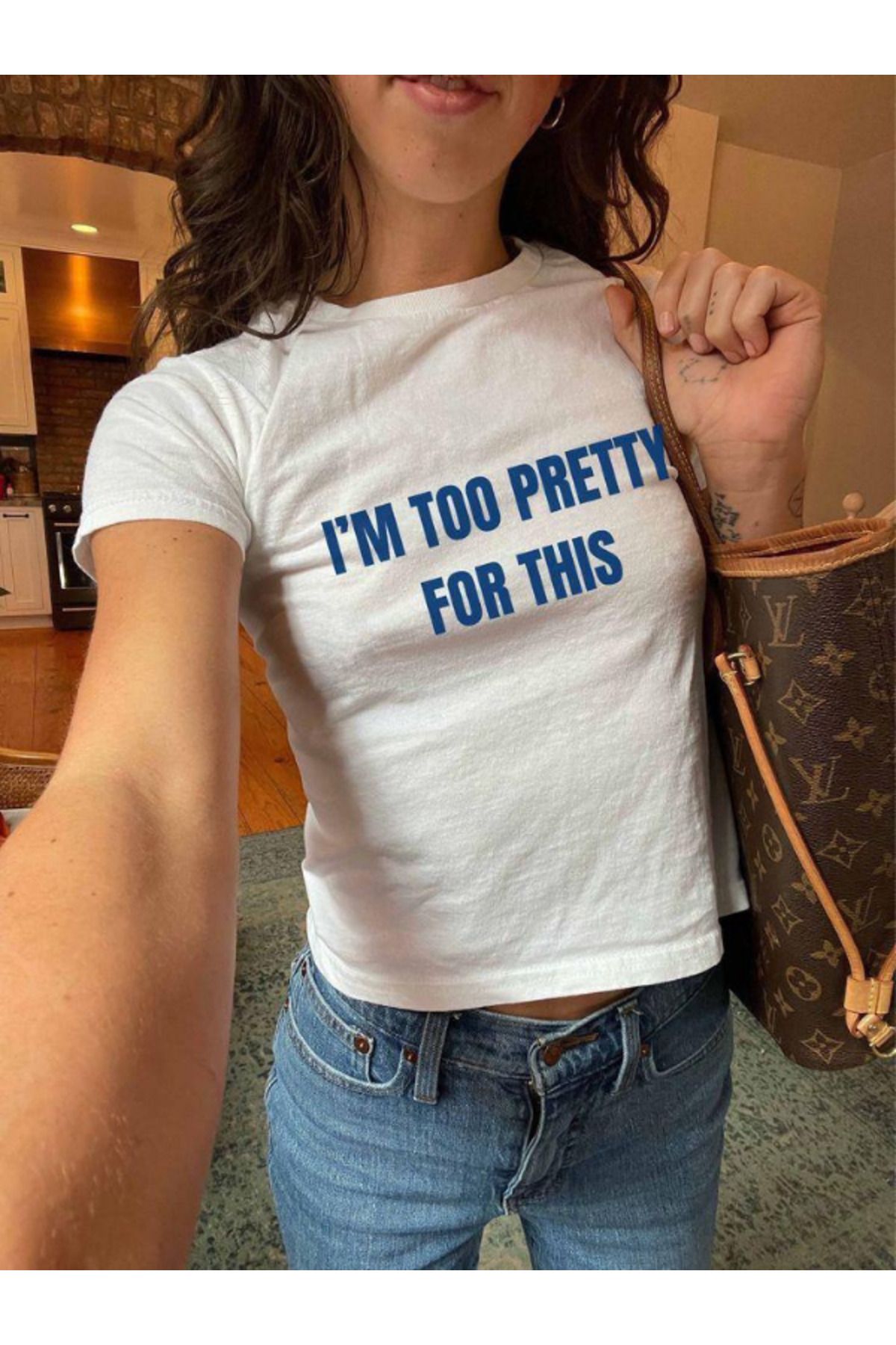DEEFWEAR DREICH I'M TOO PRETTY FOR THIS BASKILI BEYAZ CROP