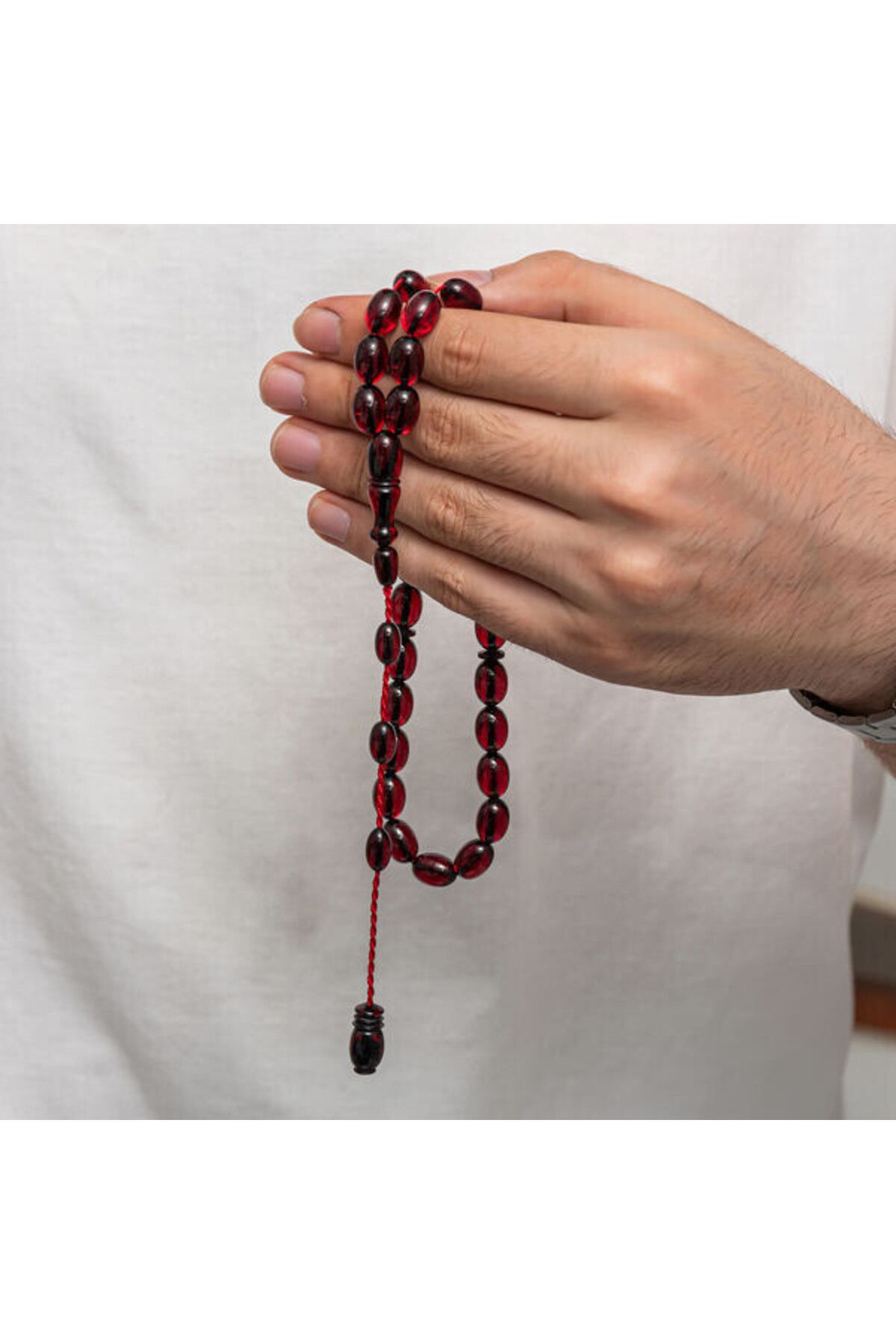 shop Sıkma Kehribar 925 Ayar Gümüş Tesbih