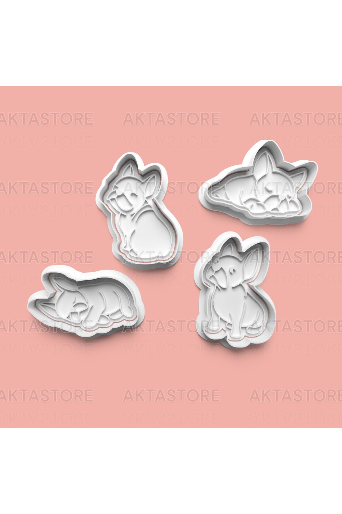 AKTASTORE Bulldogge Köpeği Kurabiye Kalıbı 4'lü set