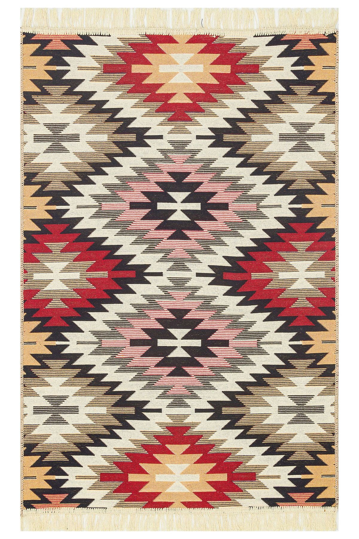 DOGANLAR ANTIQ ARYA 33 RED Yıkanabilir,Çift Taraflı ,Hav Vermez,Pamuklu,Modern Desenli Dokuma Kilim