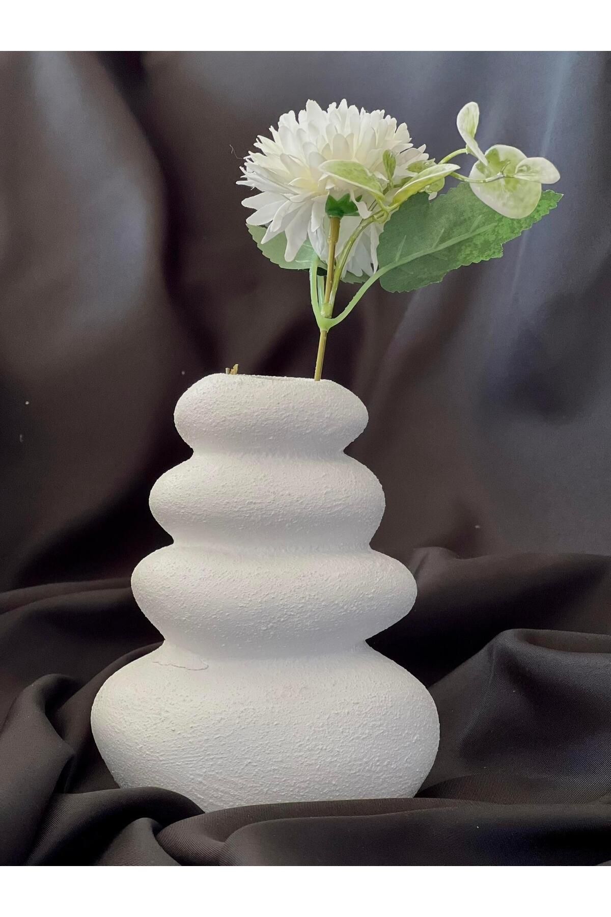 BGV HOME HM 4 Boğum Modern Dekoratif Beyaz Vazo