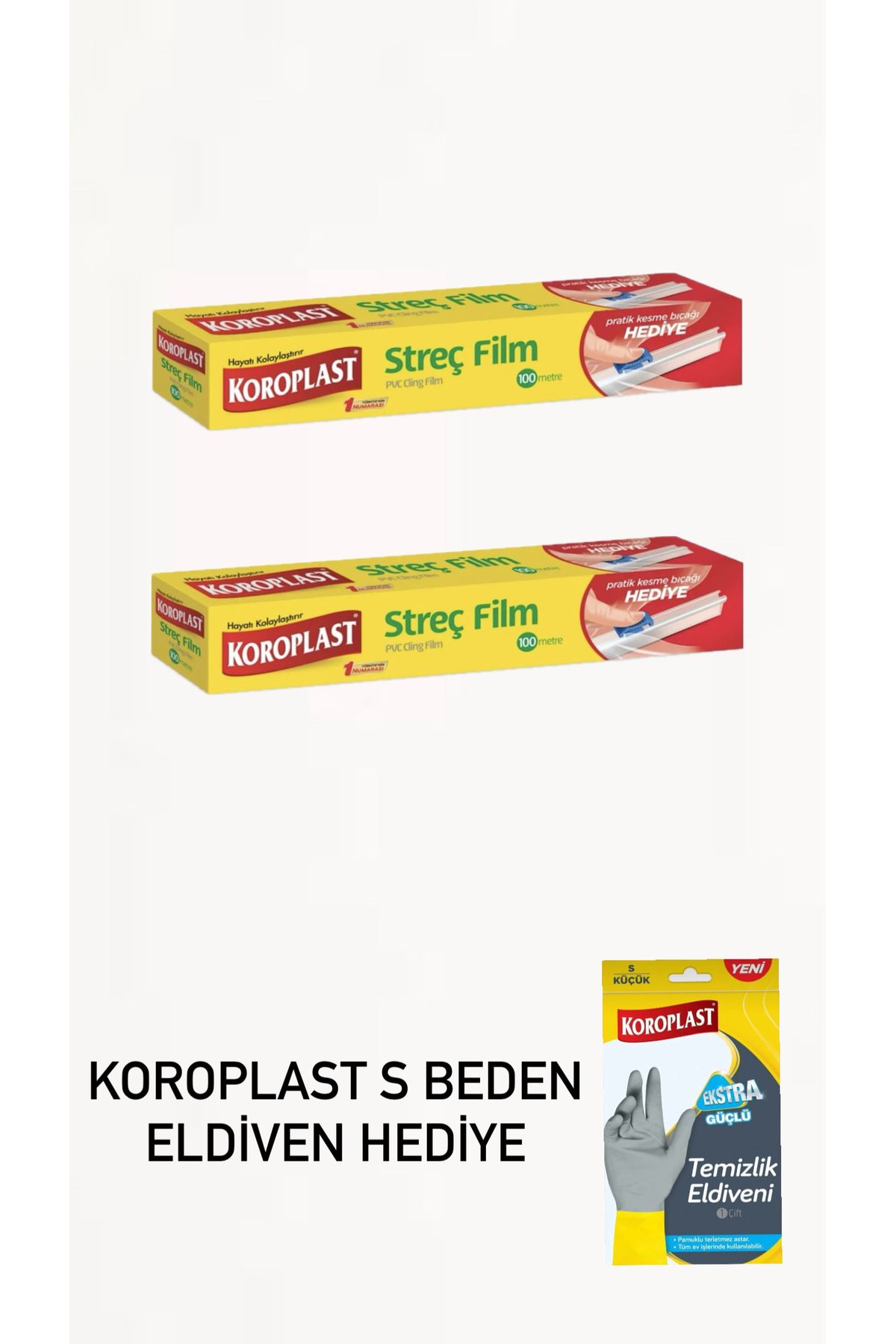 Koroplast streç flim 100 metre 2 adet - ekstra güçlü eldiven hediye