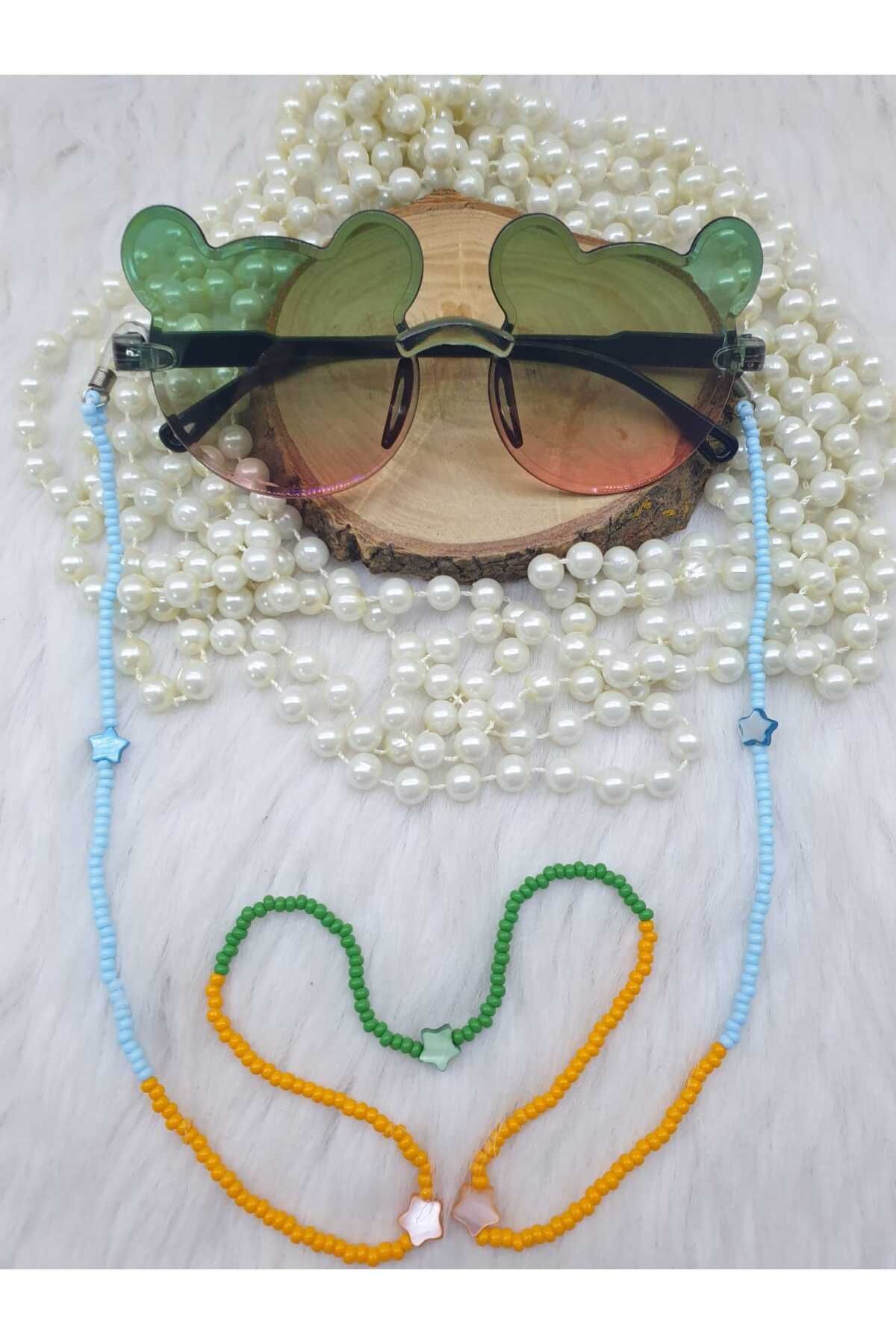 HAPPY HANDMADE ZİNCİR...SEDEF YILDIZLI ÇOCUK GÖZLÜK ZİNCİRİ ÇOCUK GÖZLÜK ASKISI HEDİYELİK GÖZLÜK AKSESUARI