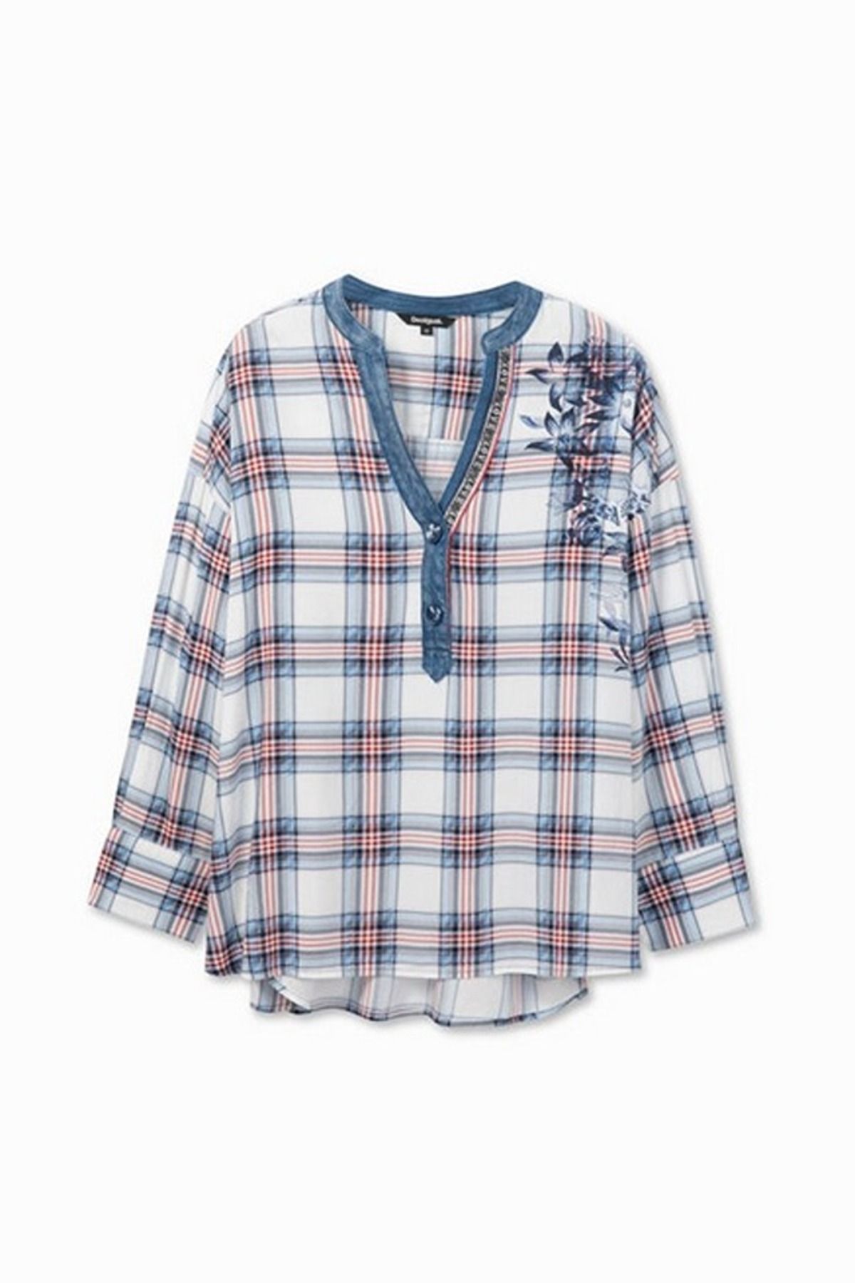 Desigual-Augustina viscose blouse with checkered print, Multicolor, M 4