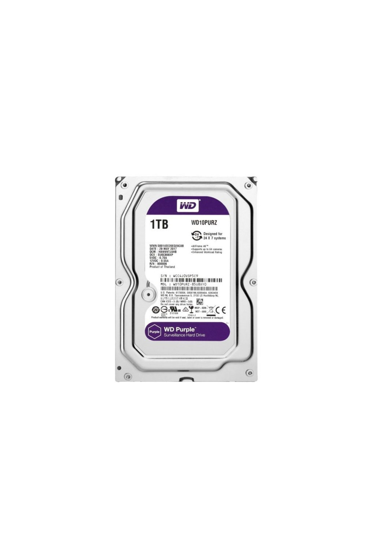 Western Digital WD Purple 1TB HDD 3台セット WESTERN DIGITAL WD PURPLE, WD10PURZ, 3.5