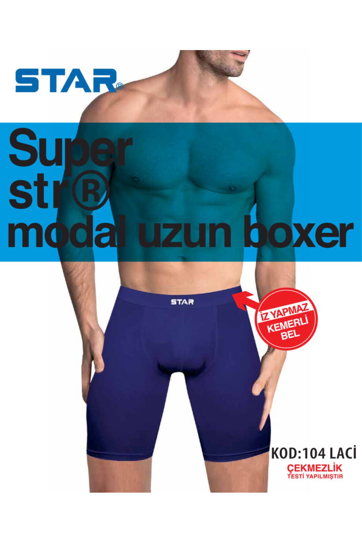 Star 3 LÜ ERKEK MODAL KEMERLİ UZUN BOXER