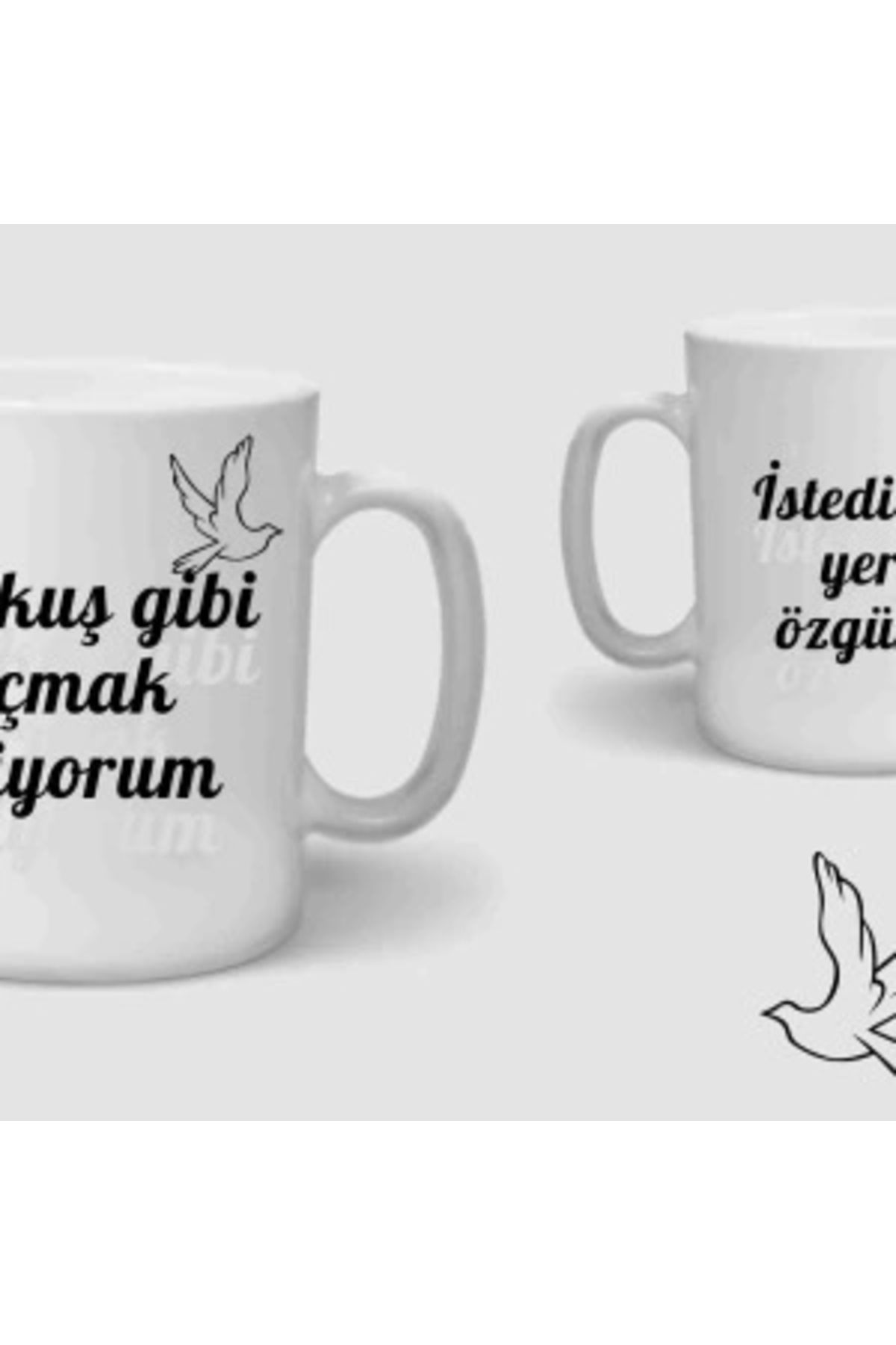STOREMAX Baskılı Porselen Kupa Bardak Çift Taraflı Baskı 1 Adet Kuş