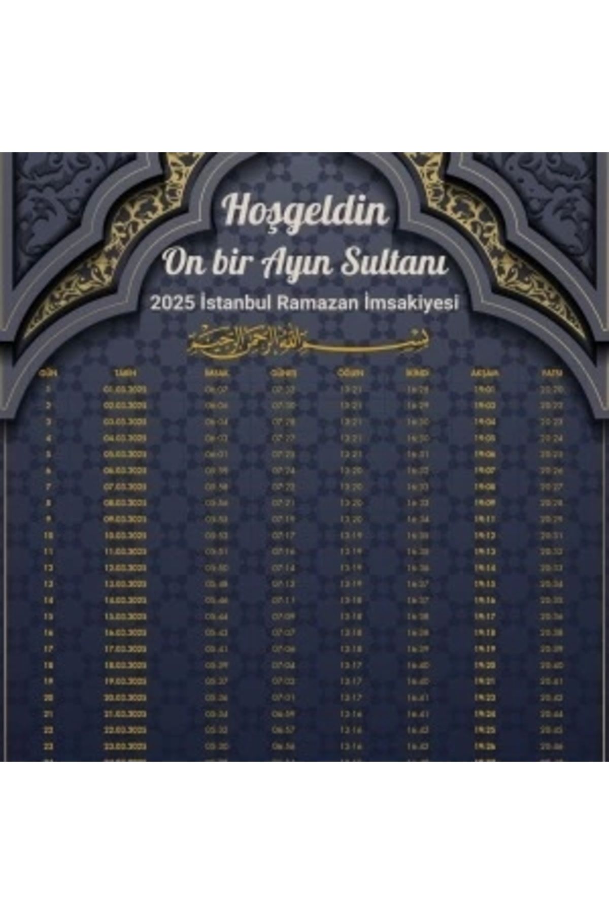 STOREMAX Ramazan İmsakiyesi Modern Kişiye Özel Tasarımlı Dijital Baskı 50 Adet A4 300 gr Model 20