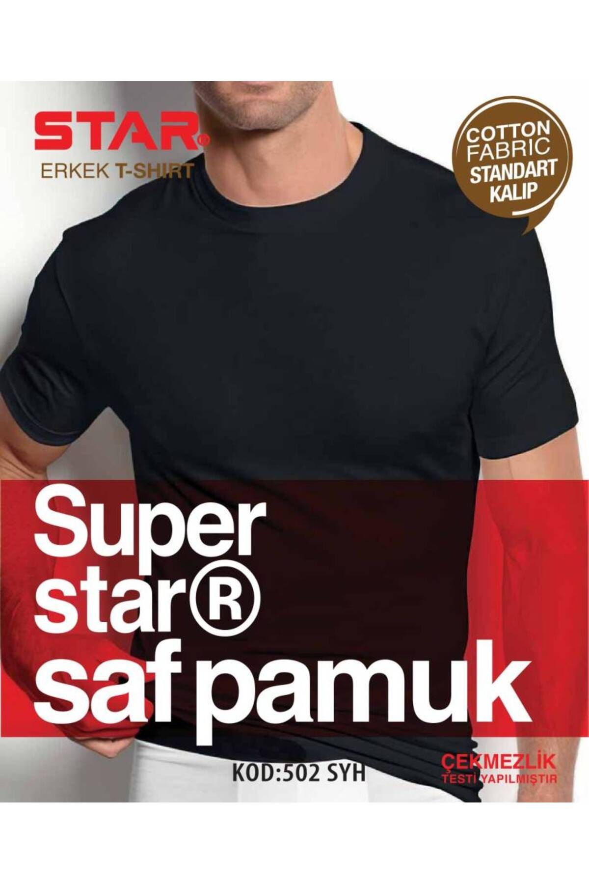Star ERKEK SİYAH SAF PAMUK SIFIR YAKA KISAKOL T-SHİRT ( FANİLA )