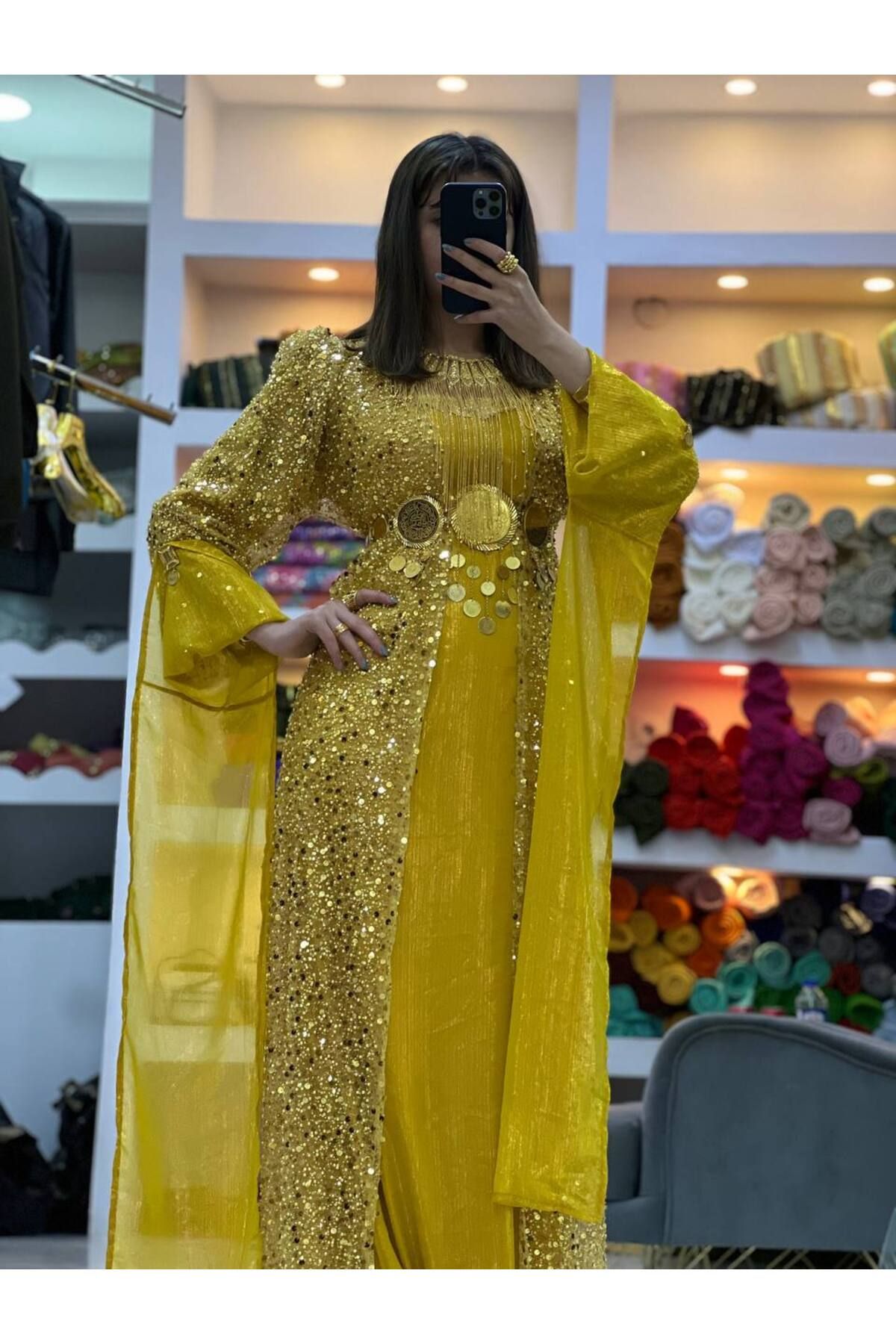 SOLİN YÖRESEL Kadın Yöresel Elbise Düğünlük Kaftan Abiye(Görseldeki Aksesuarlar Dahil Değildir)