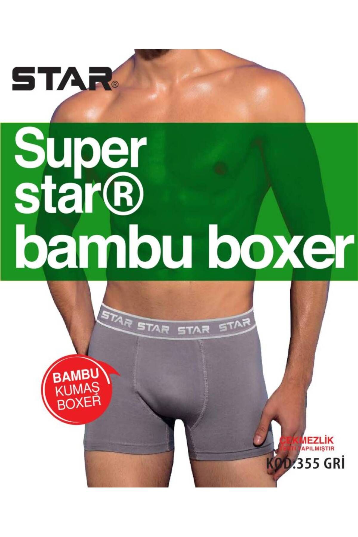 Star 3 LÜ ERKEK ORGANİK BAMBU BELİ KEMERLİ BOXER