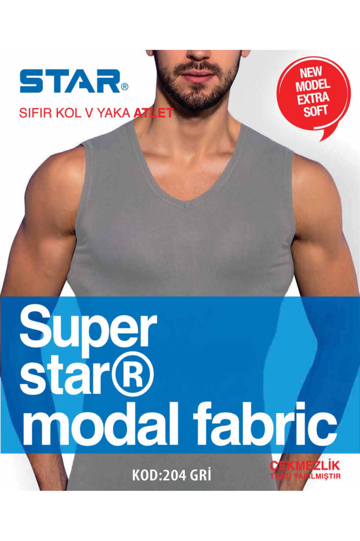 Star ERKEK GRİ MODAL V YAKA SIFIR KOL ATLET