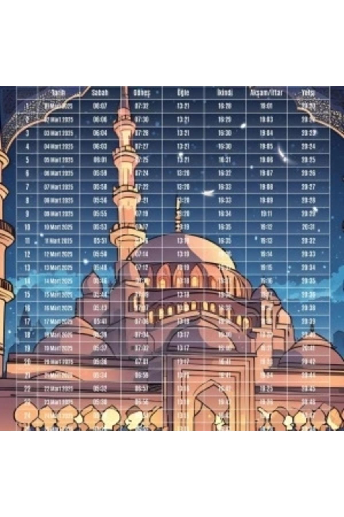 STOREMAX Ramazan İmsakiyesi Modern Kişiye Özel Tasarımlı Dijital Baskı 50 Adet A4 300 gr Model 11