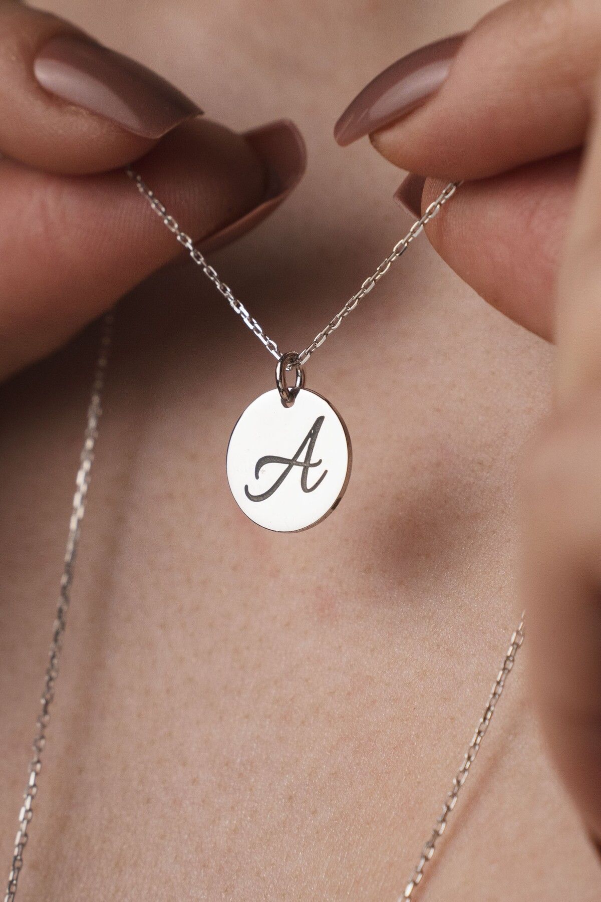 TigerxlJewellery 925 Ayar Gümüş Daire Tasarımlı Kişiye Özel Harf Kolye