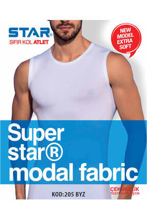 Star ERKEK BEYAZ MODAL SIFIR YAKA SIFIR KOL ATLET