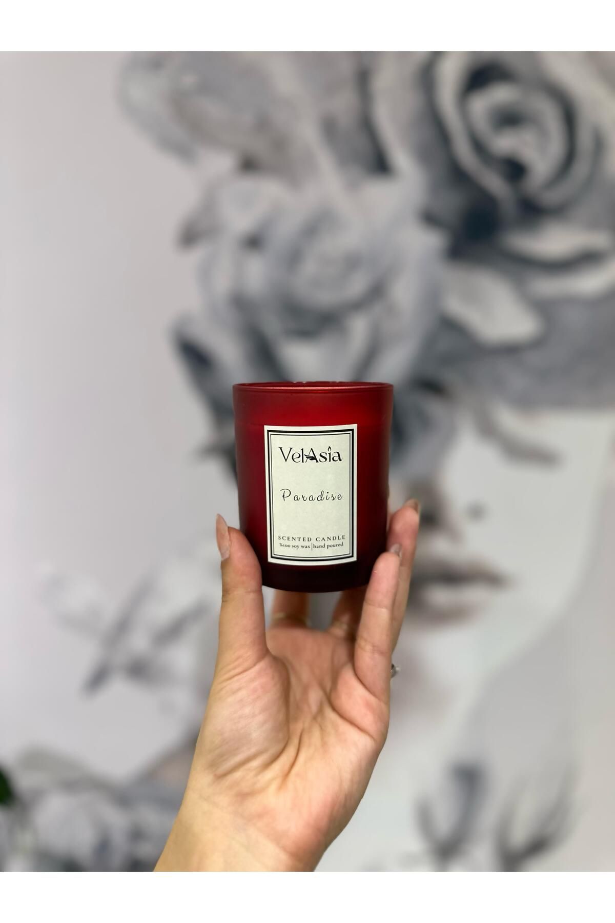 VelAsia Paradise Kırmızı Bardak Soya Wax Mum