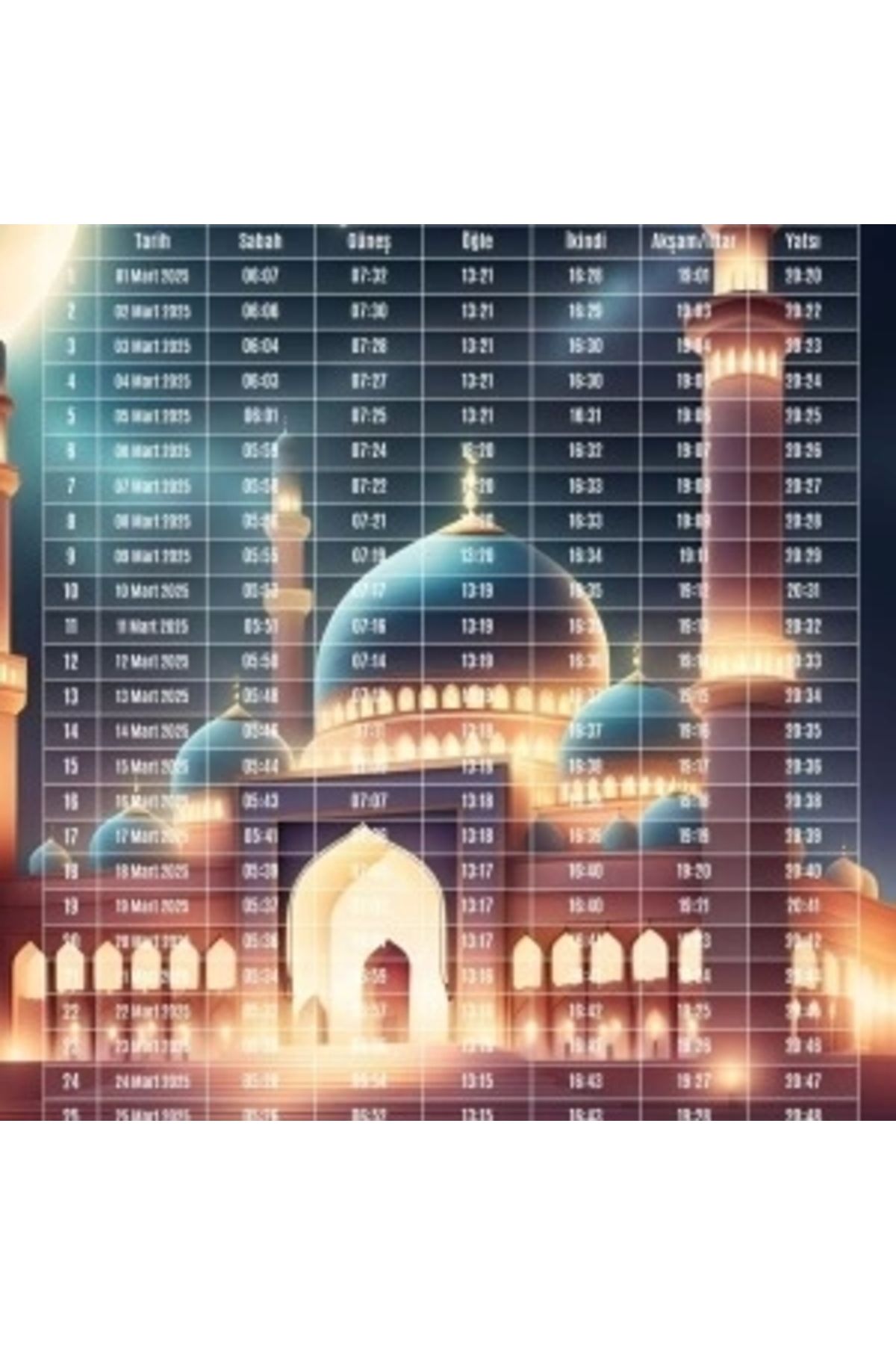 STOREMAX Ramazan İmsakiyesi Modern Kişiye Özel Tasarımlı Dijital Baskı 50 Adet A4 300 gr Model 12