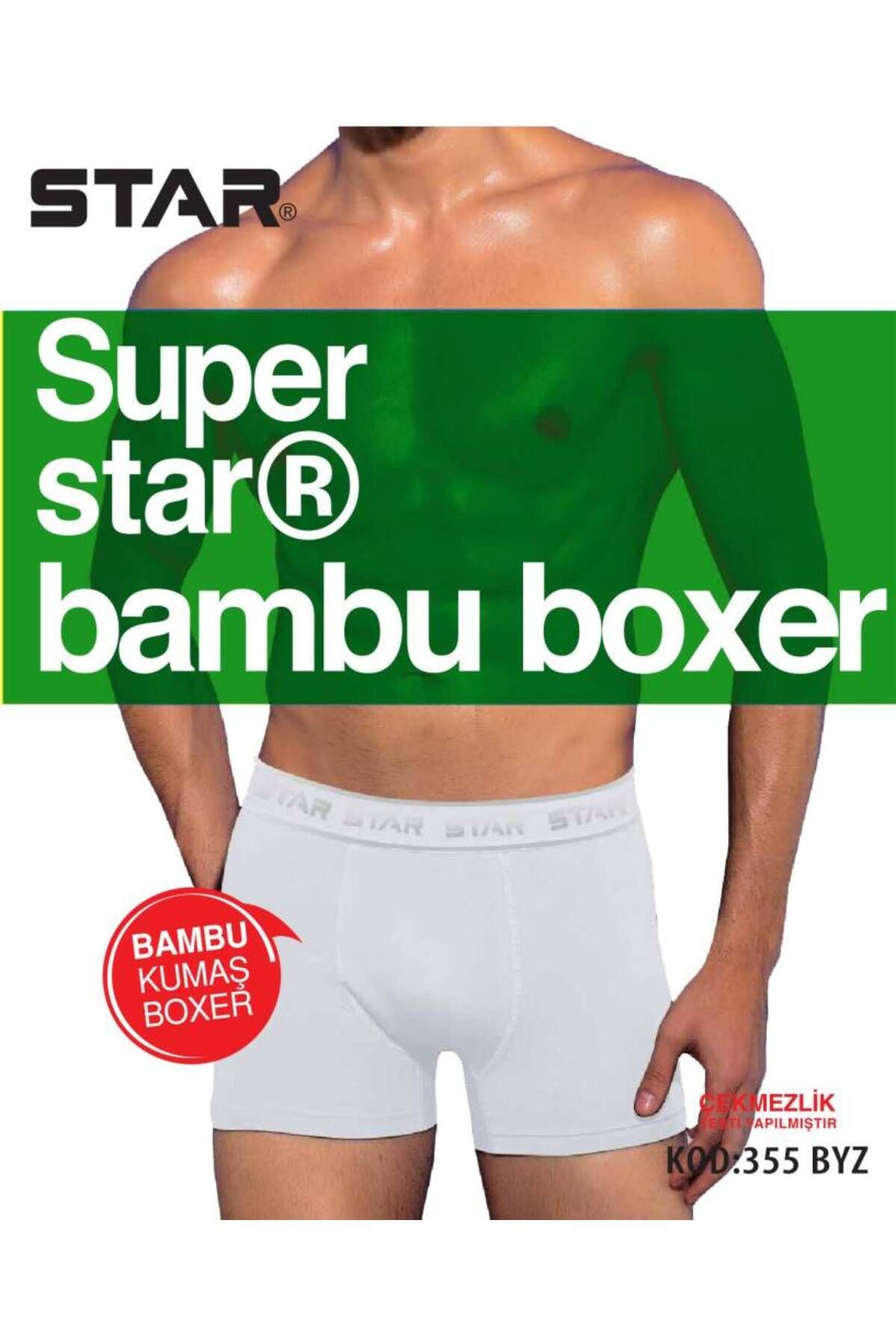 Star 3 LÜ ERKEK ORGANİK BAMBU BELİ KEMERLİ BOXER