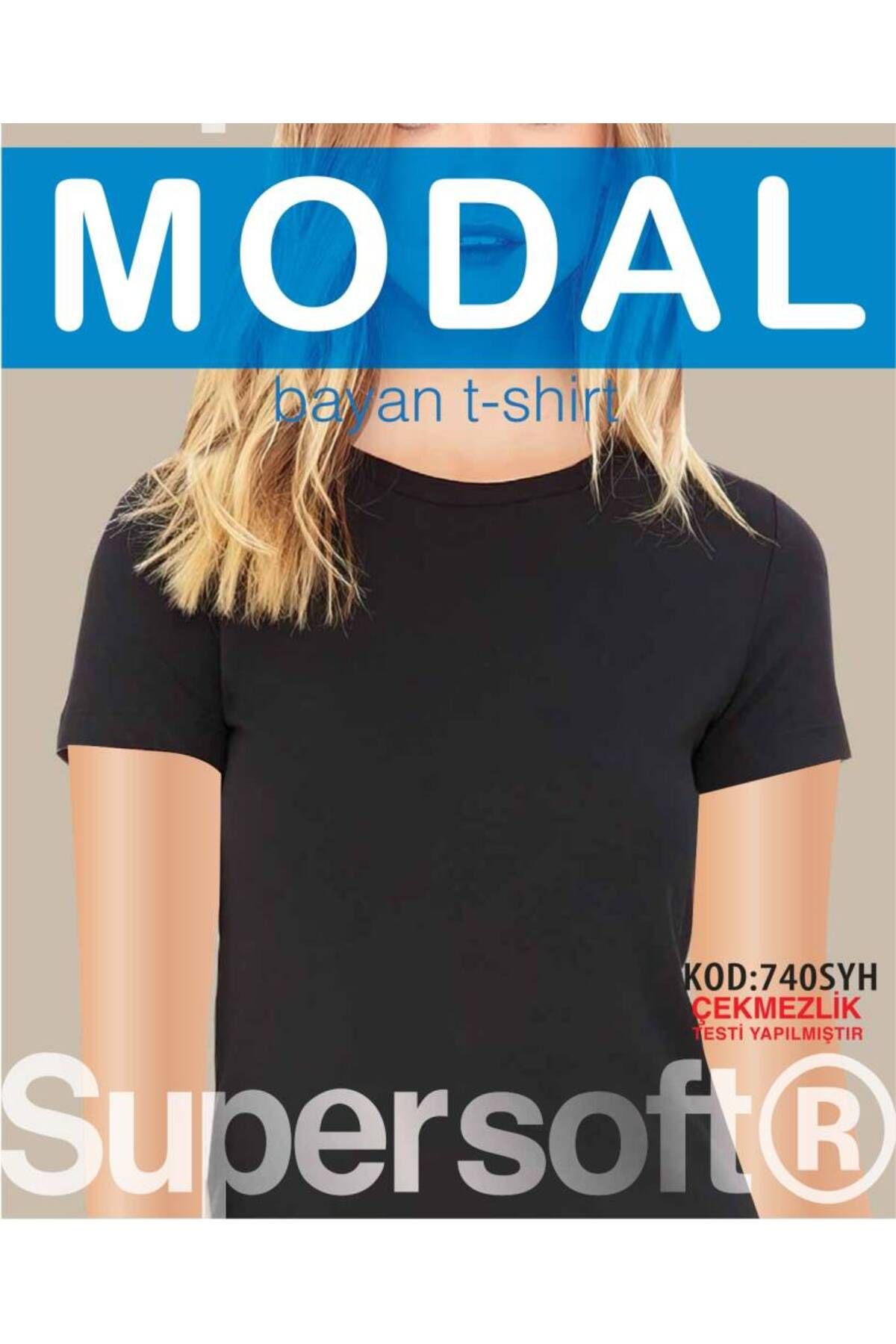 Star KADIN SİYAH MODAL SIFIR YAKA KISAKOL T-SHİRT