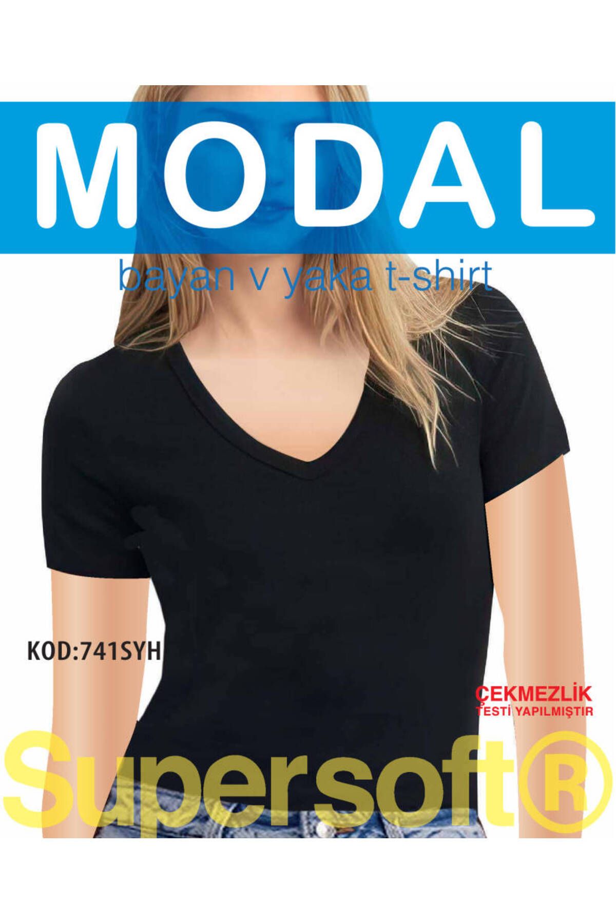 Star 3 LÜ KADIN MODAL V YAKA KISAKOL BASİC T-SHİRT