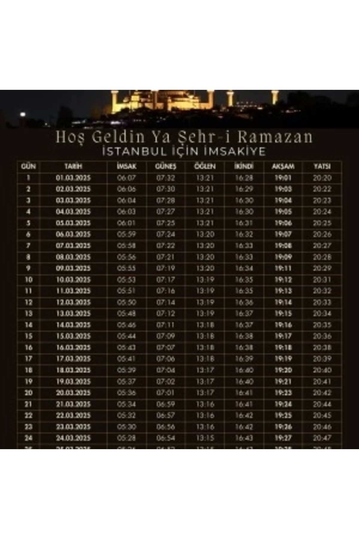 STOREMAX Ramazan İmsakiyesi Modern Kişiye Özel Tasarımlı Dijital Baskı 6 Adet A4 300 gr Model 28