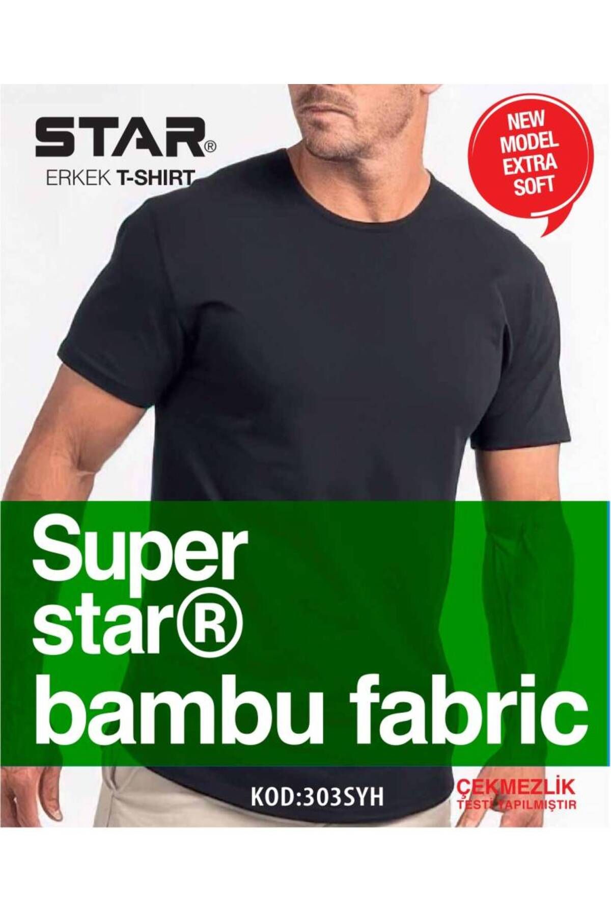 Star 3 LÜ ERKEK ORGANİK BAMBU KISAKOL SIFIR YAKA BASİC T-SHİRT