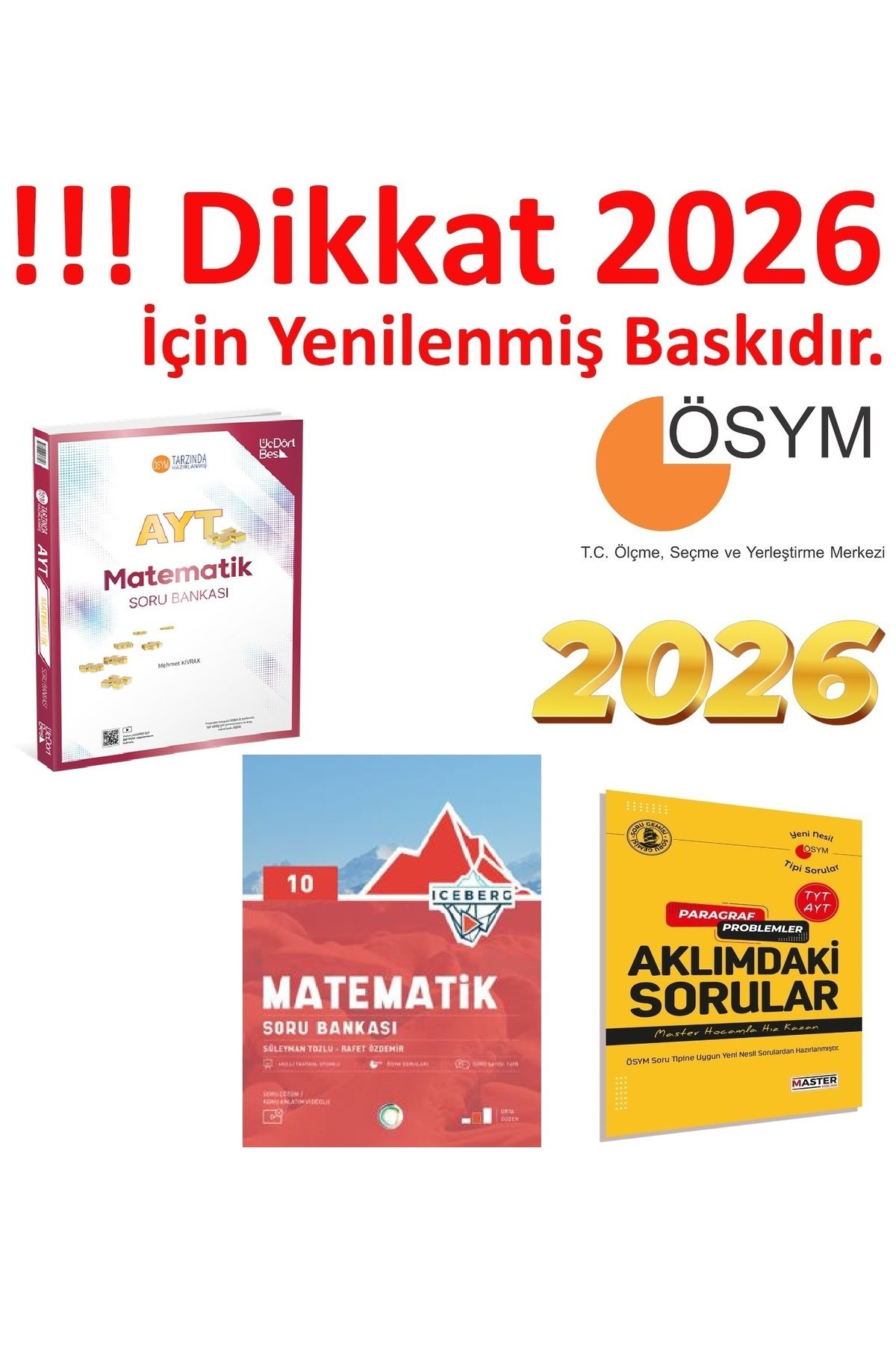 Üç Dört Beş Yayıncılık Üç Dört Beş Yayıncılık AYT Matematik Soru Bankası & Okyanus 10. Sınıf İceberg Matematik Soru Bankası