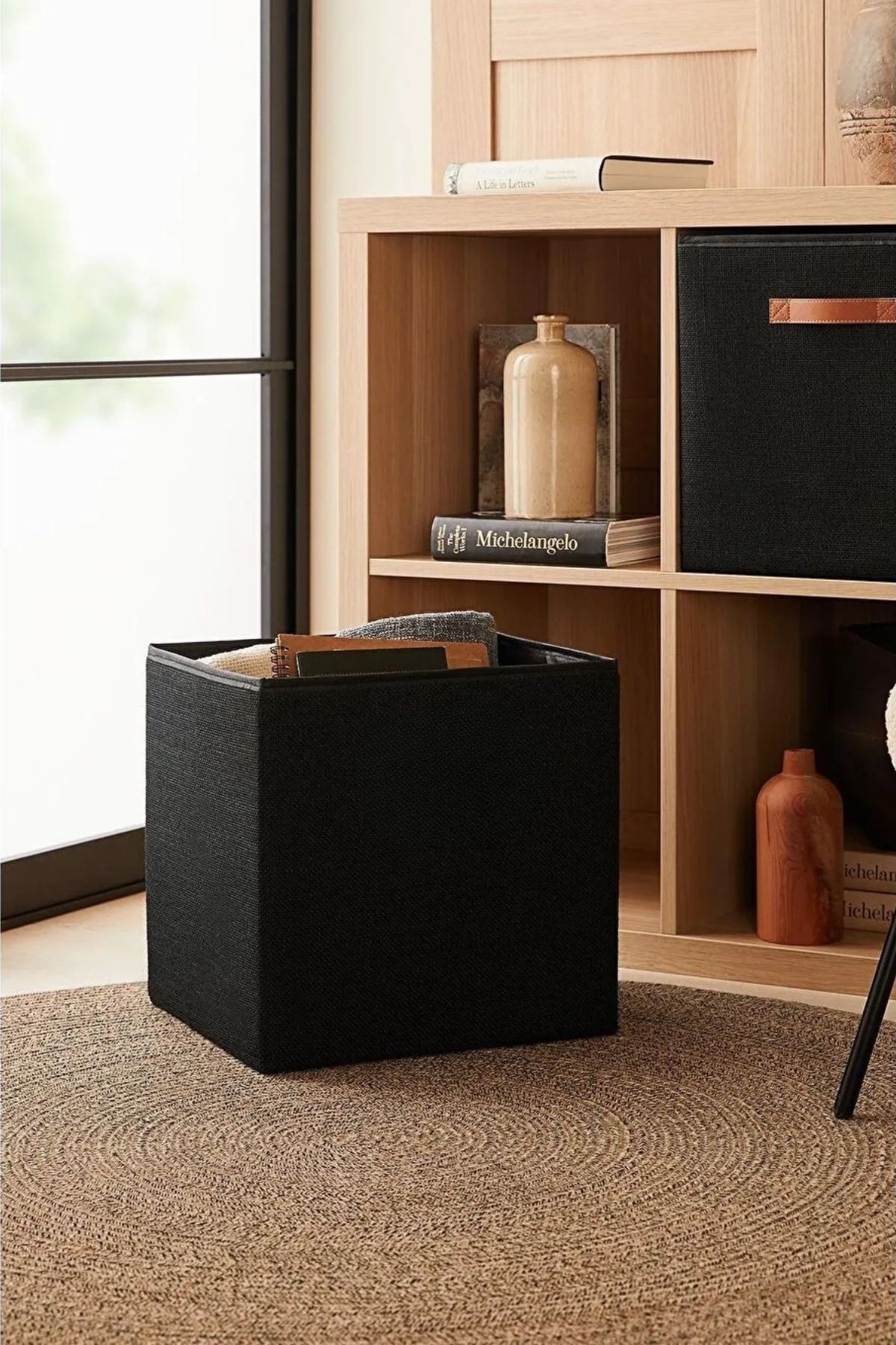 HASBY Dolap İçi Düzenleyici Kutu Siyah Keçe Organizer Sepet Saklama Kutusu 30x30x30 cm